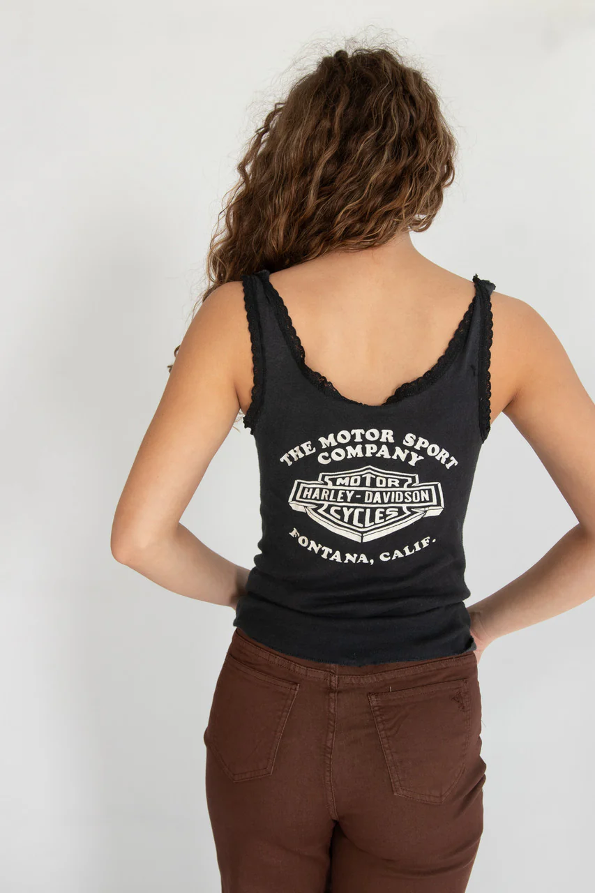 Vintage Fontana Harley Davidson Lace Tank (1980s) - Image 3