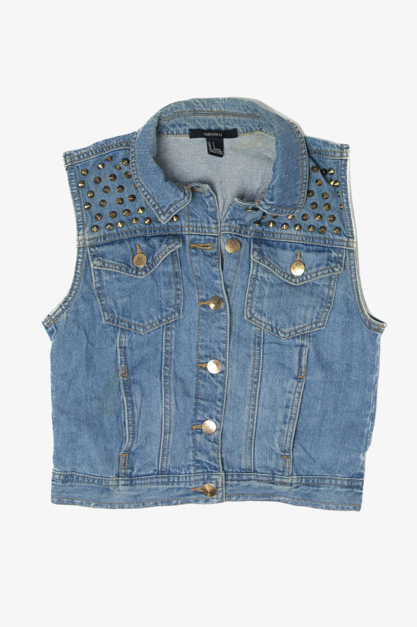 Vintage Forever 21 Spiked Denim Vest (2000s)