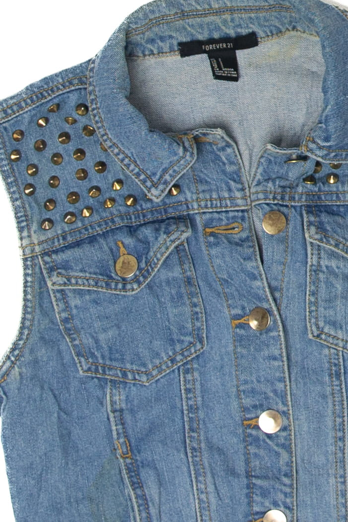Vintage Forever 21 Spiked Denim Vest (2000s) - Image 2