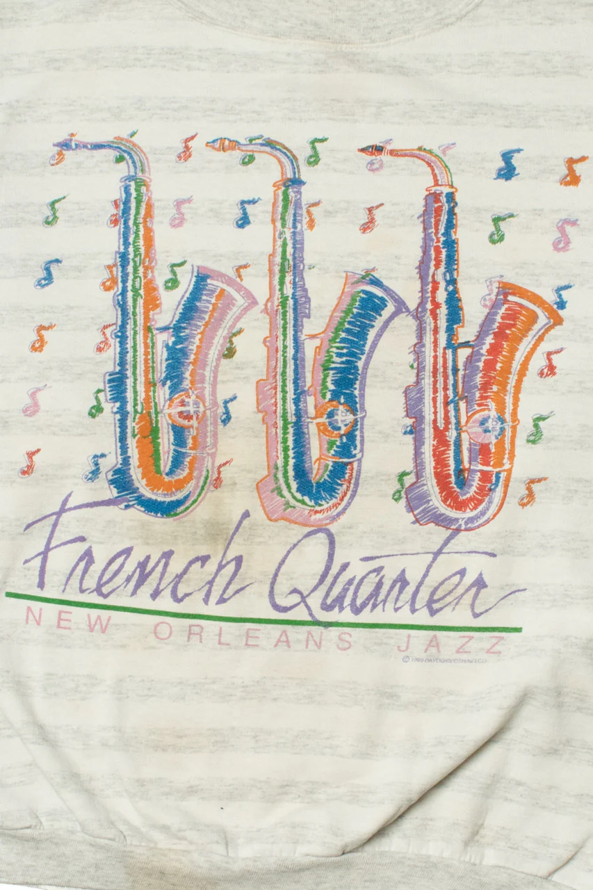 Vintage French Quarter New Orleans Jazz Saxophones Sweatshirt - Image 2