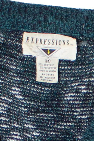 Vintage Geometric Pattern Expressions 80s Sweater - Image 2