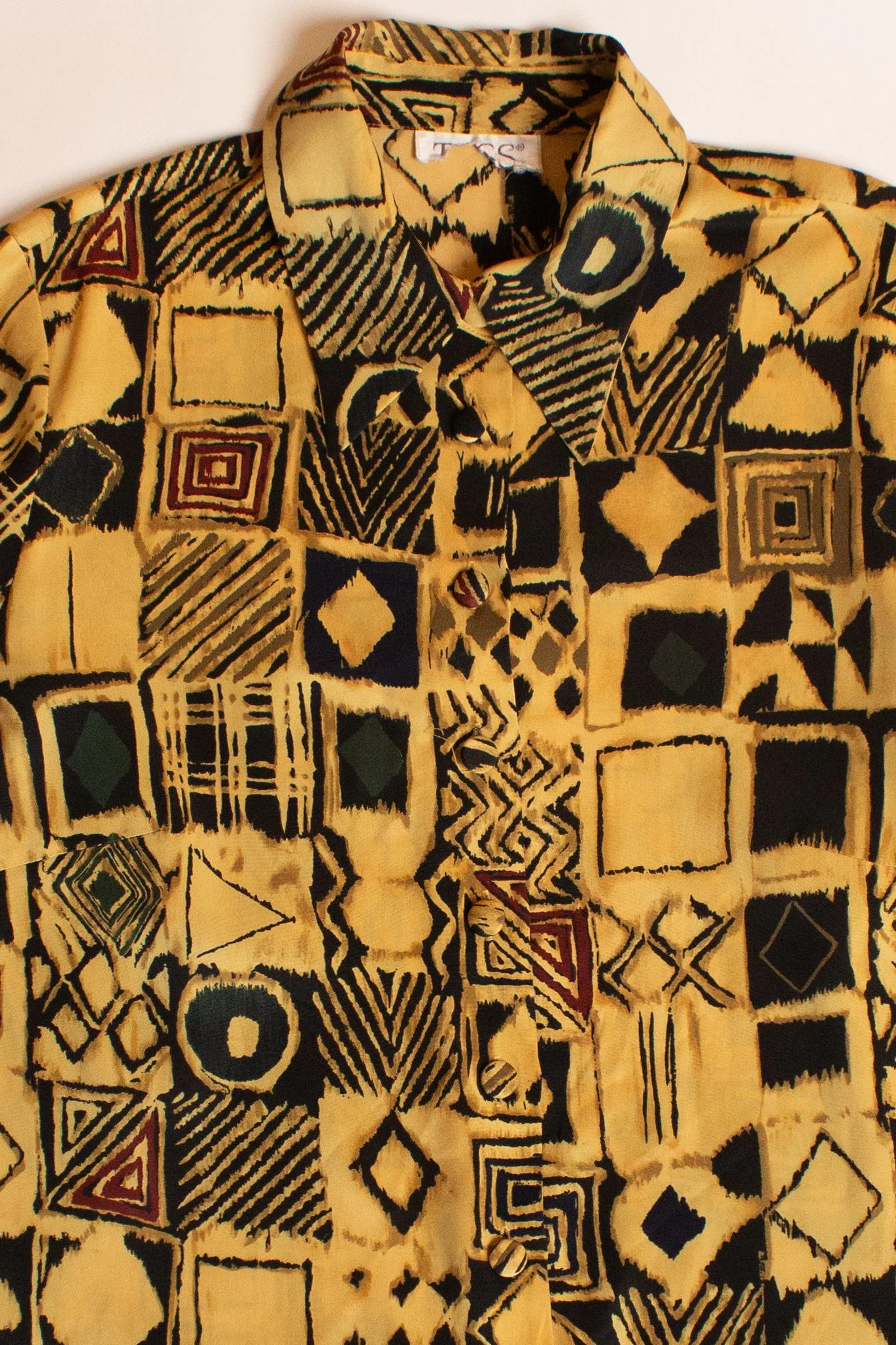 Vintage Gold Abstract Button Up Shirt (1990s) - Image 2