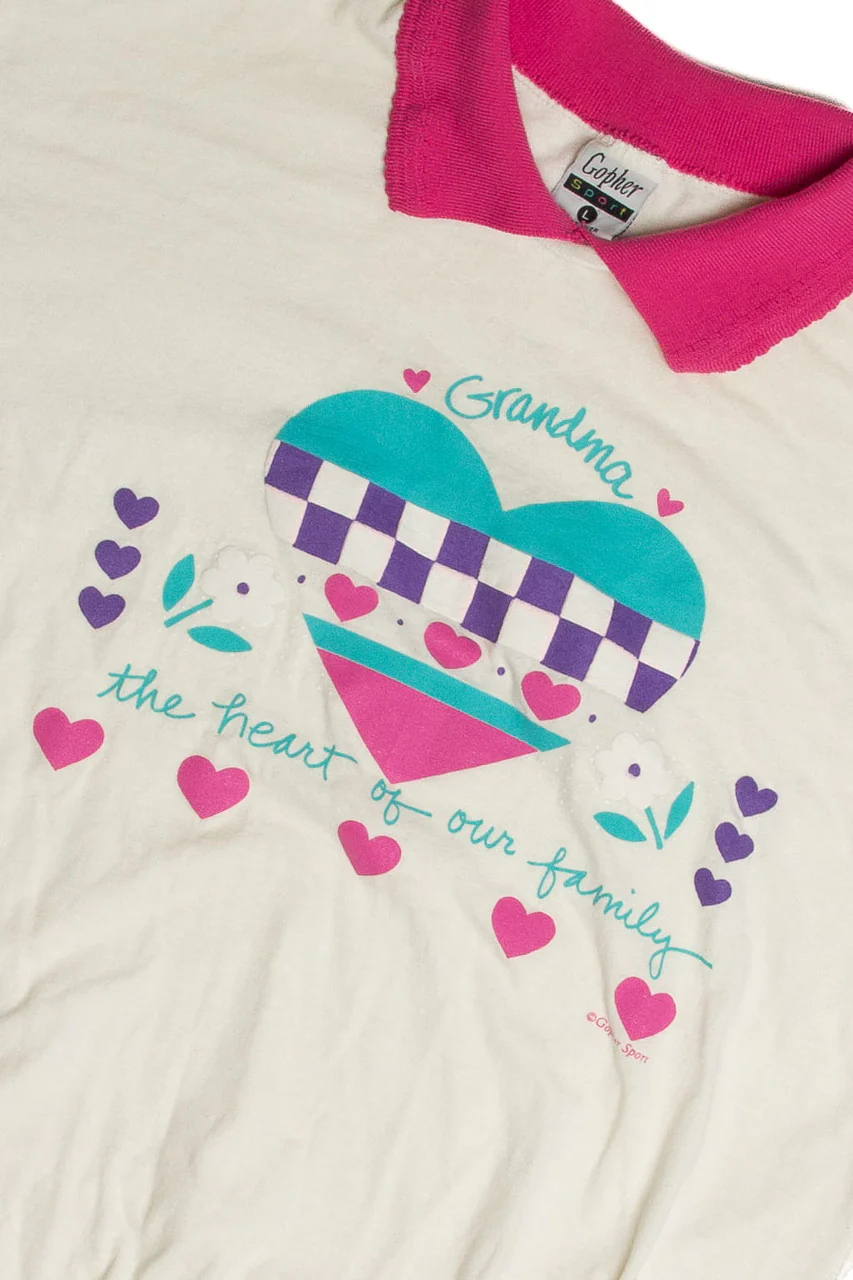 Vintage Grandma Heart of the Family T-Shirt Gopher Sport T-Shirt
