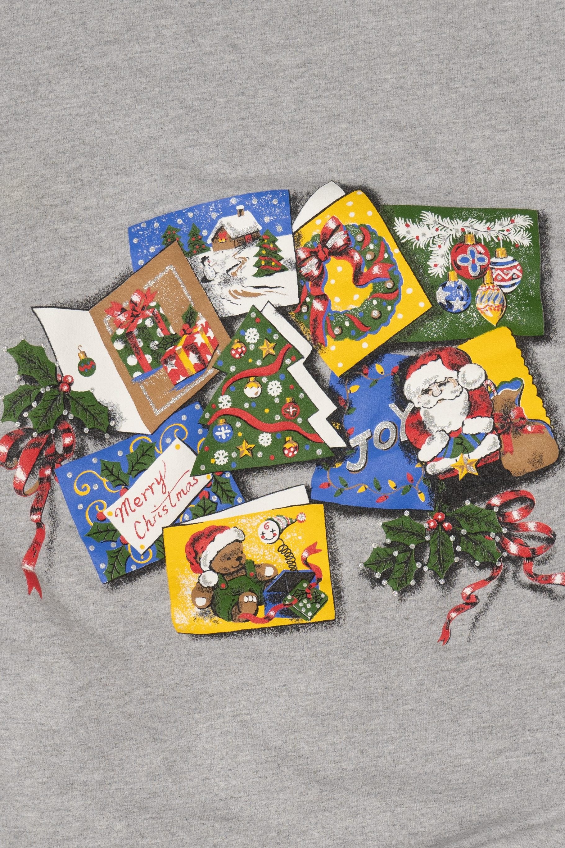 Vintage Gray Basic Editions Ugly Christmas Sweatshirt (1990s) - Image 2