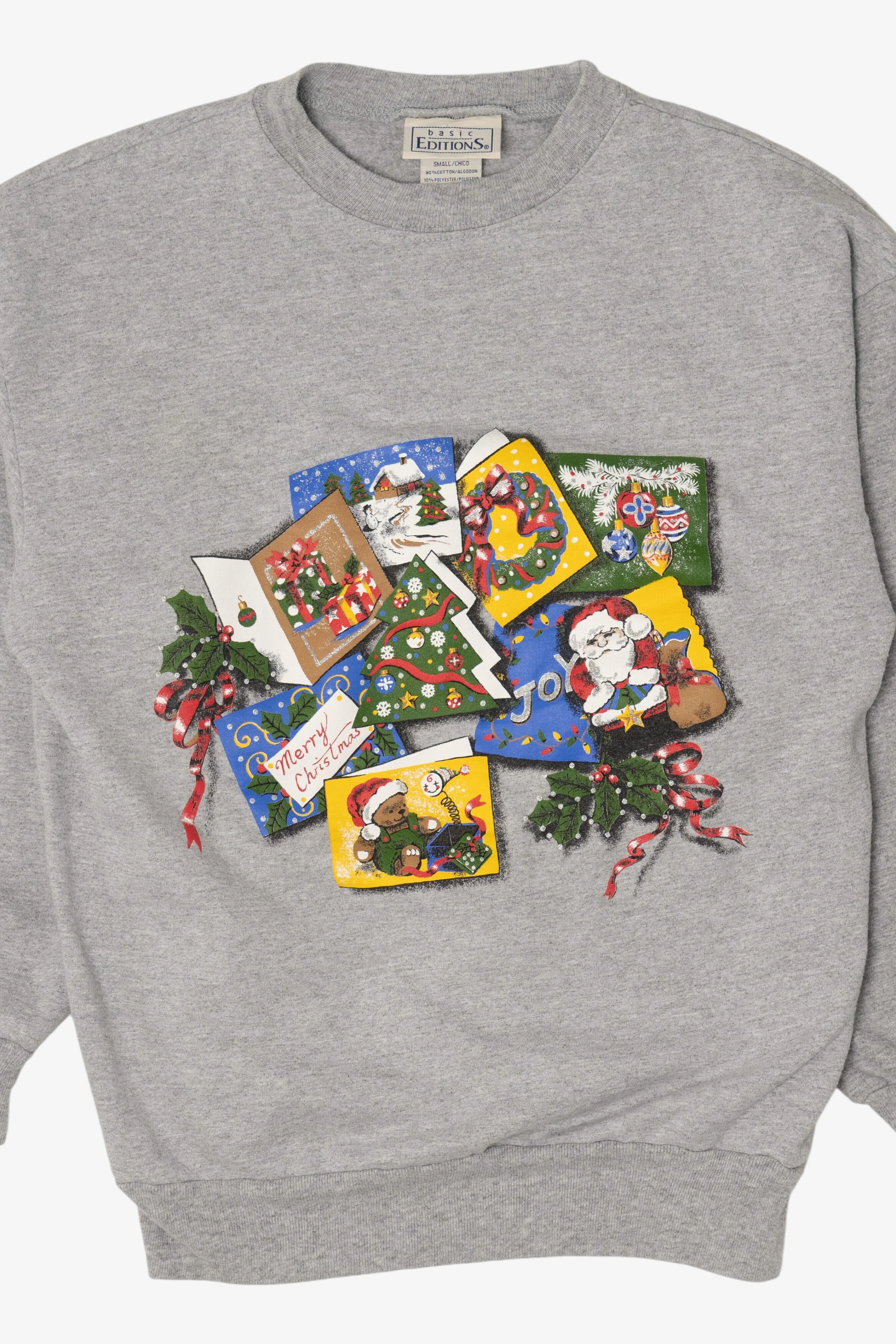 Vintage Gray Basic Editions Ugly Christmas Sweatshirt (1990s) - Image 5