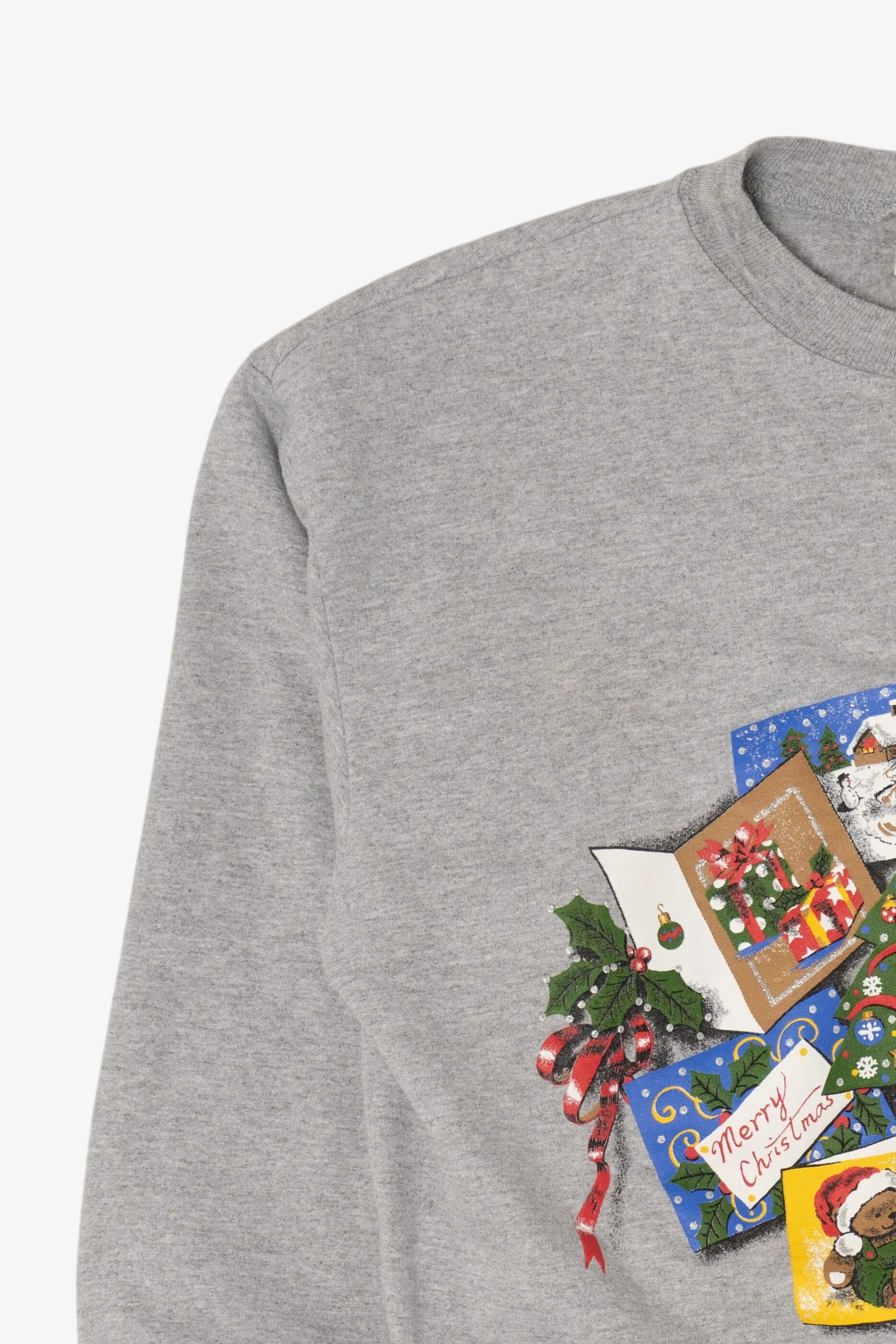 Vintage Gray Basic Editions Ugly Christmas Sweatshirt (1990s) - Image 6