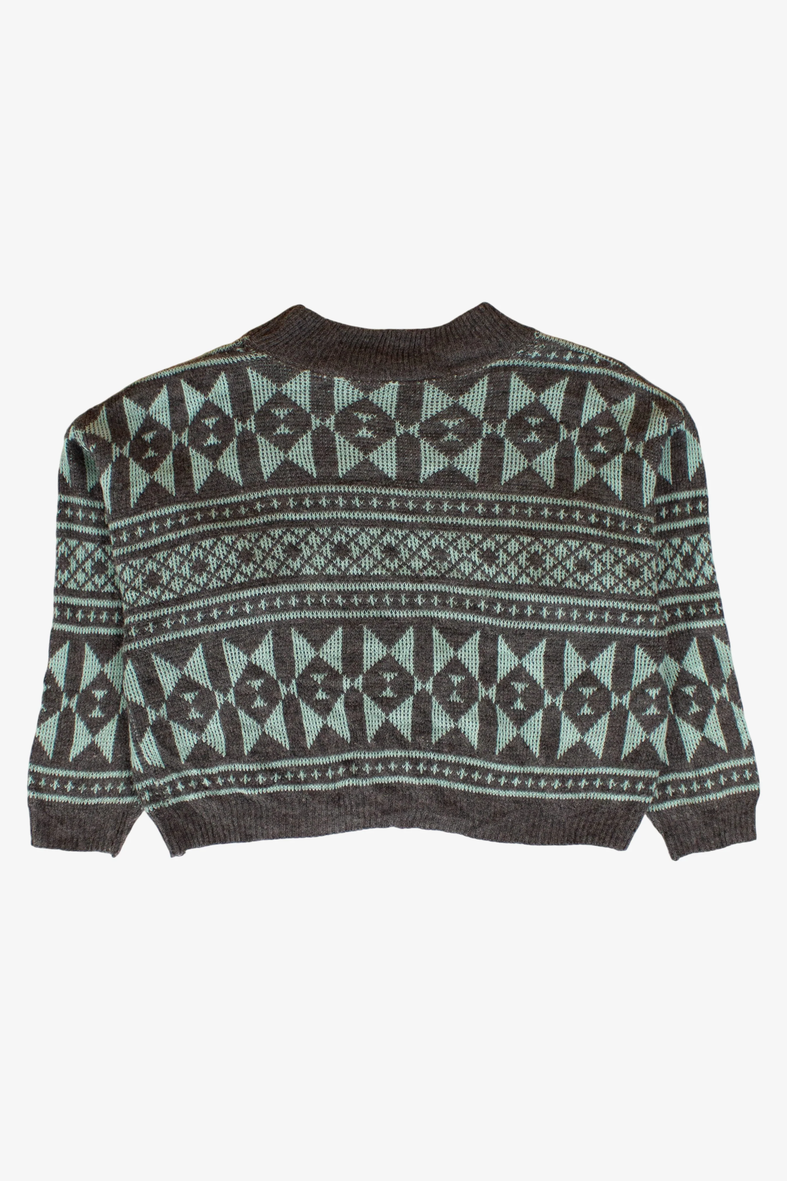 Vintage Gray & Mint Cropped Sweater (1980s) - Image 3