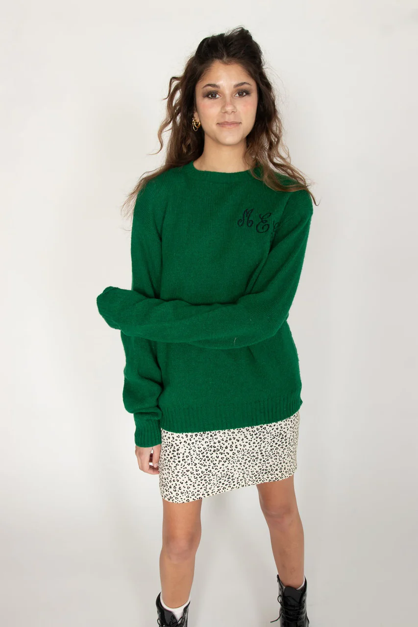 Vintage Green M E G Monogram Sweater (1980s)