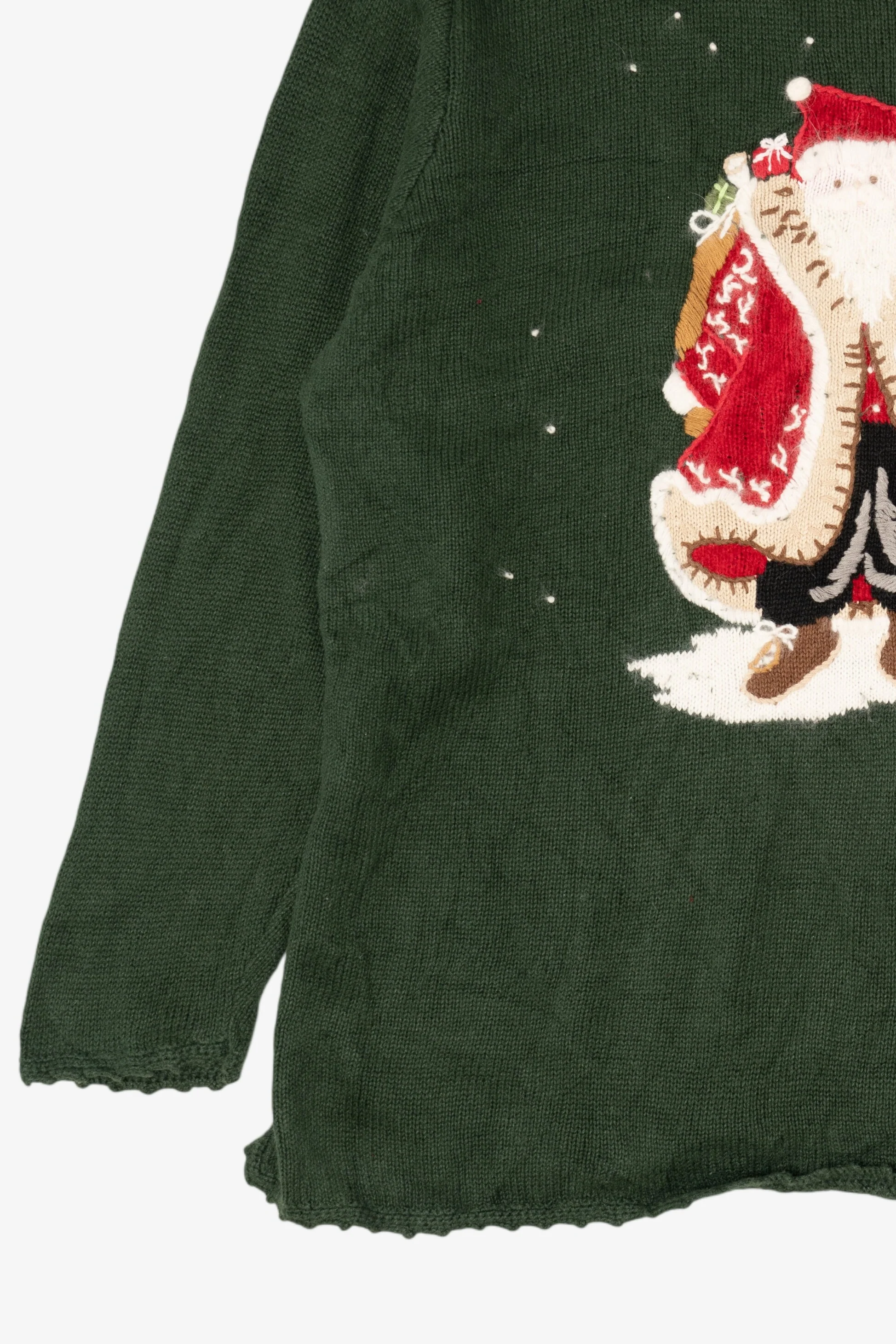 Vintage Green Quacker Factory Santa Ugly Christmas Pullover (1990s) - Image 10