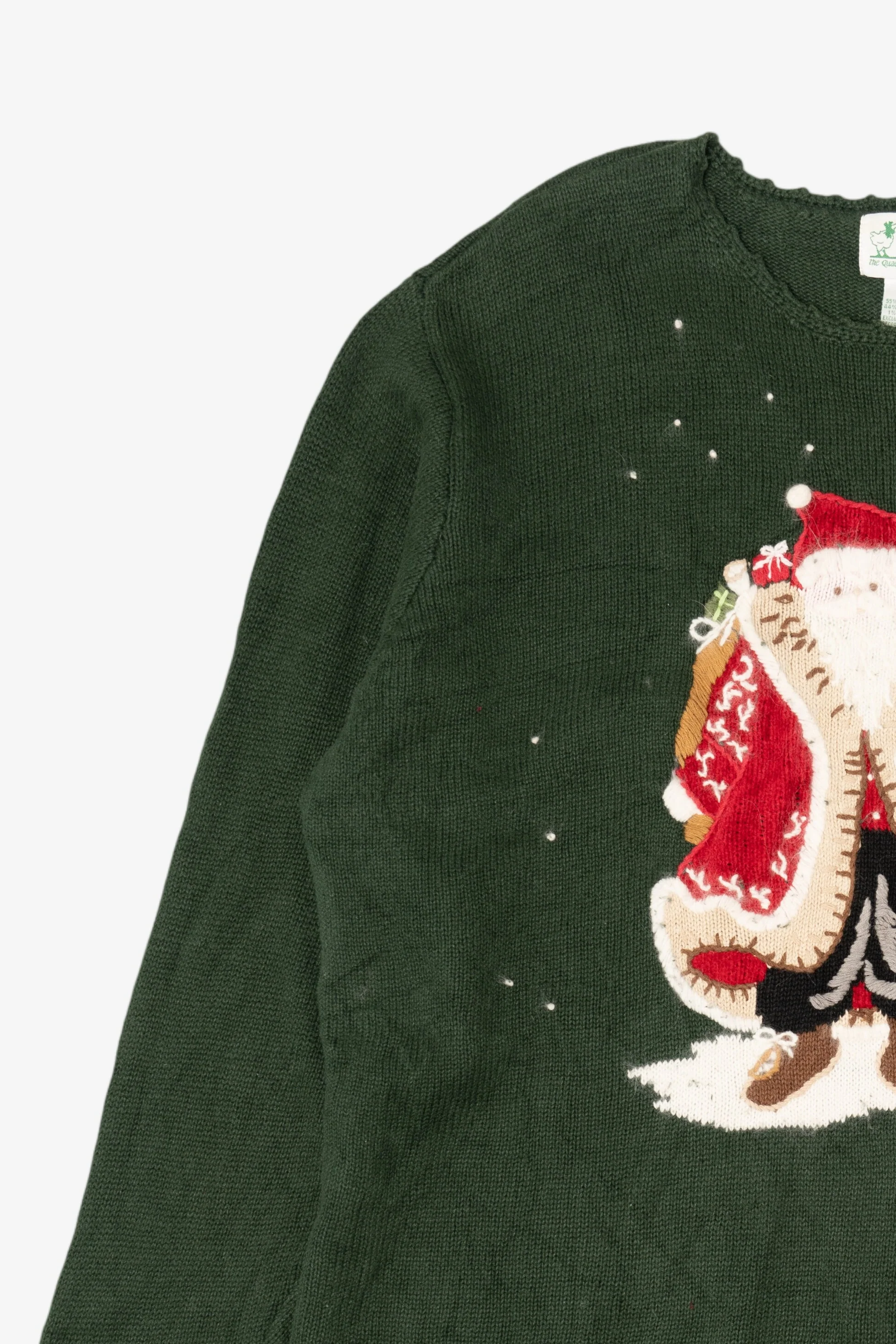 Vintage Green Quacker Factory Santa Ugly Christmas Pullover (1990s) - Image 8