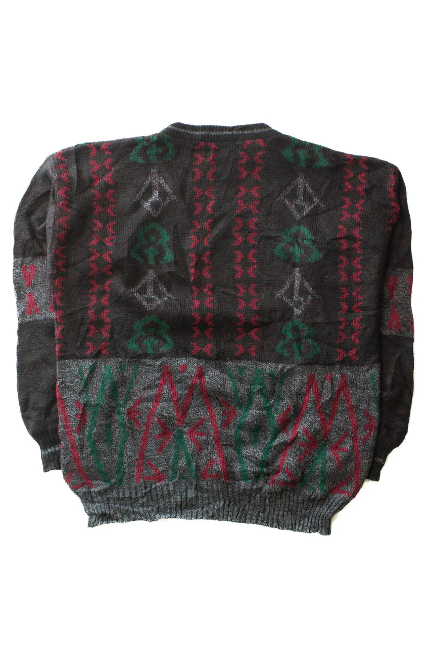 Vintage Green & Red Shapes 80s Sweater (1980s) - Image 3