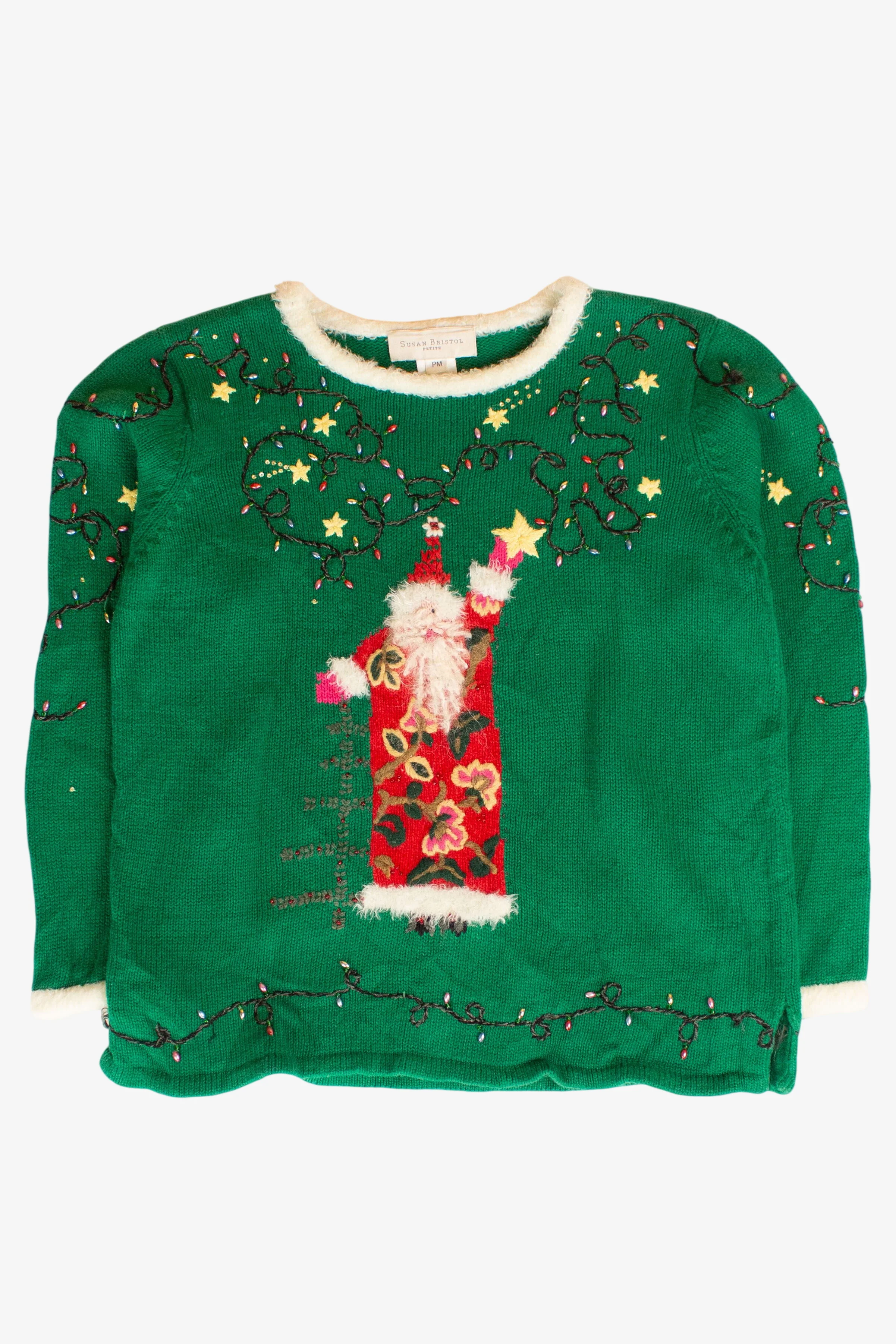Vintage Green Santa Ugly Christmas Sweater (2000s)