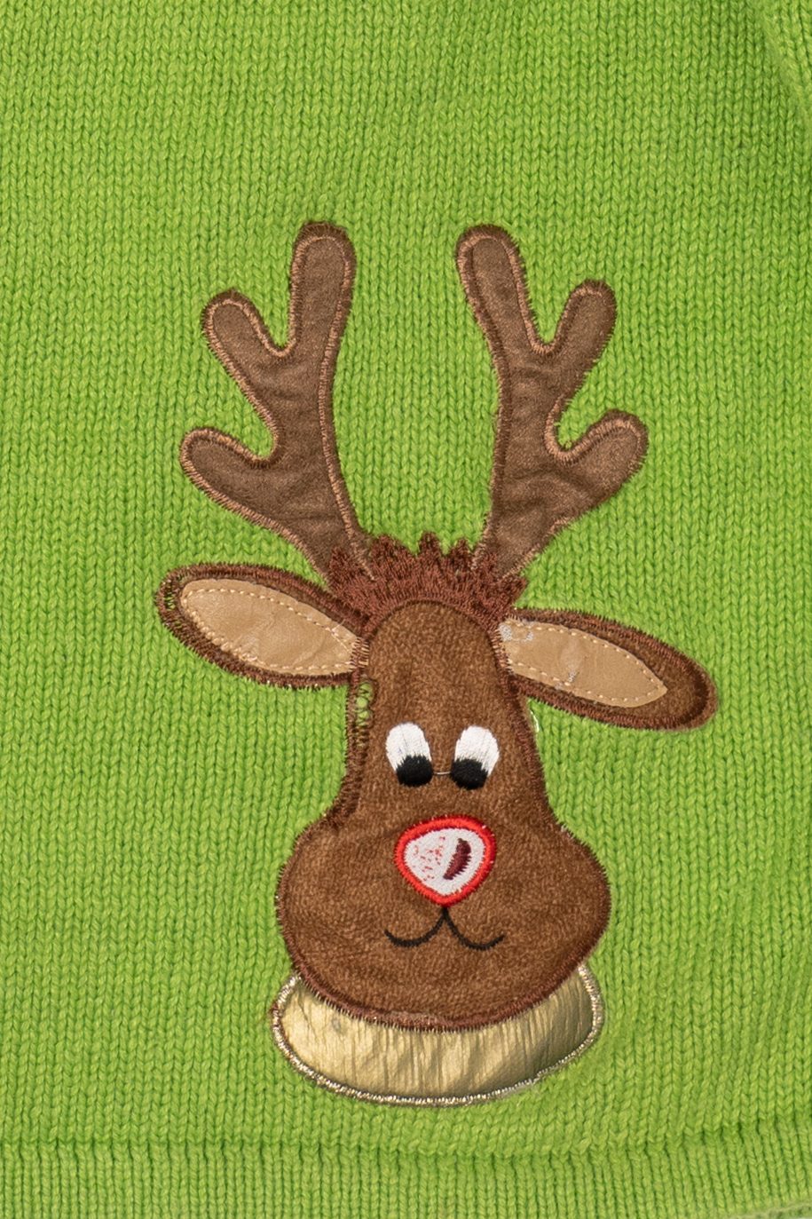 Vintage Green Tiara International Reindeer Scarf Ugly Christmas Cardigan (2000s) - Image 4