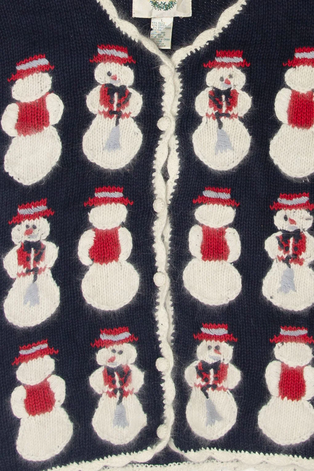 Vintage Hand Embroidered Ugly Christmas Cardigan (1990s) - Image 3