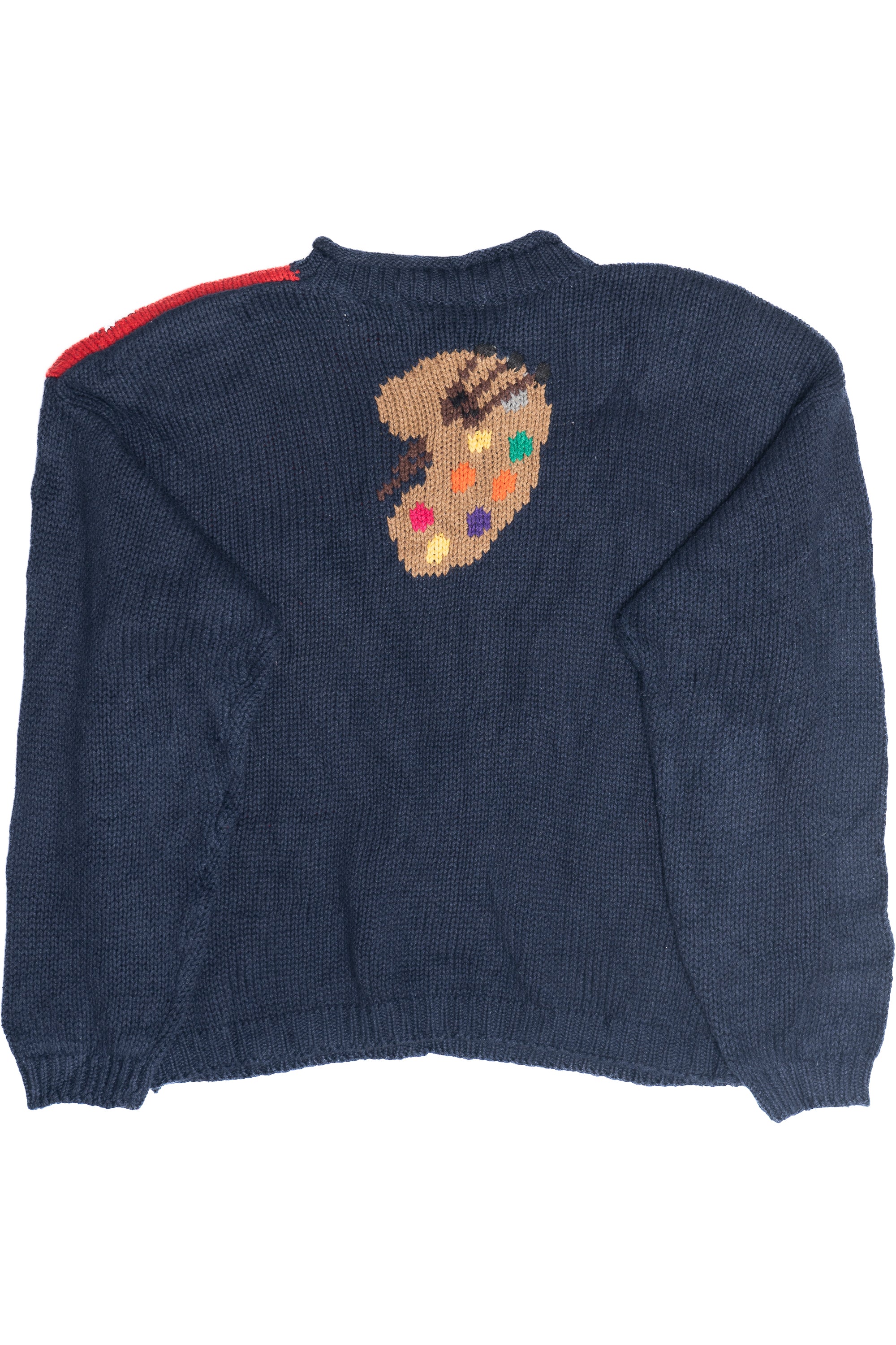 Vintage Hand Knit Painter's Palette Art Teacher Sweater (1980s) - Image 3
