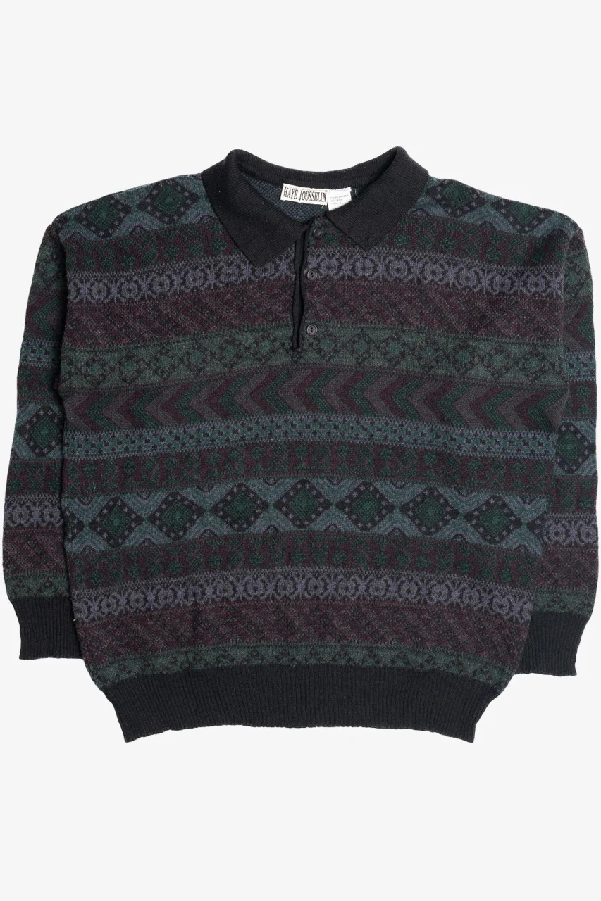 Vintage Haye Johnson Geometric Striped 80s Sweater