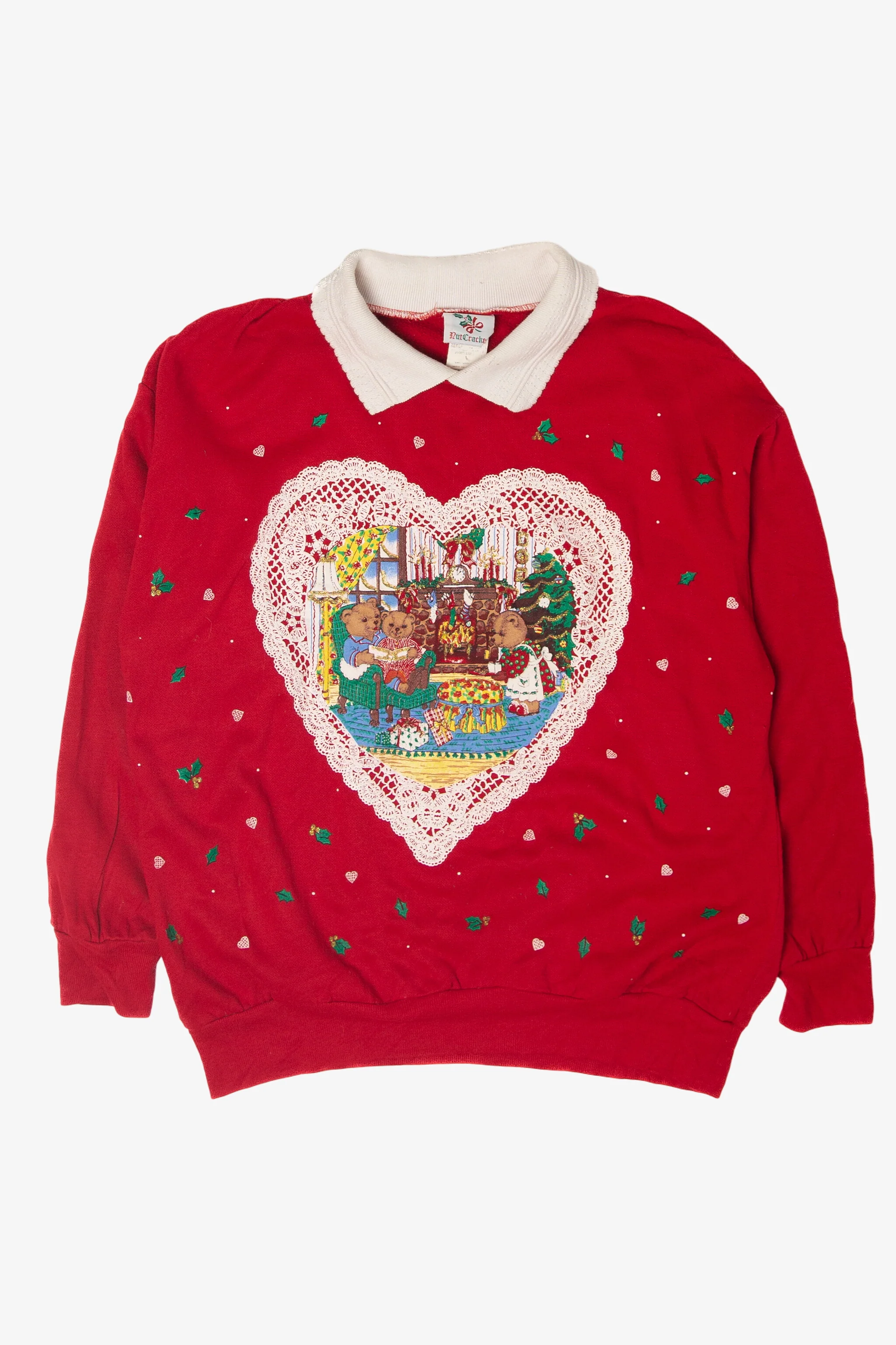Vintage Heart Bears Ugly Christmas Sweatshirt (1980s)