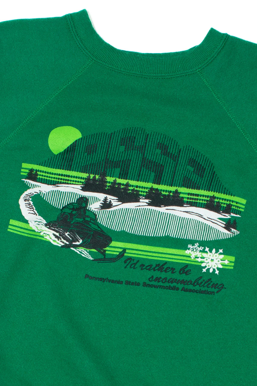 Vintage "I'd Rather Be Snowmobiling" Raglan Sweatshirt - Image 2