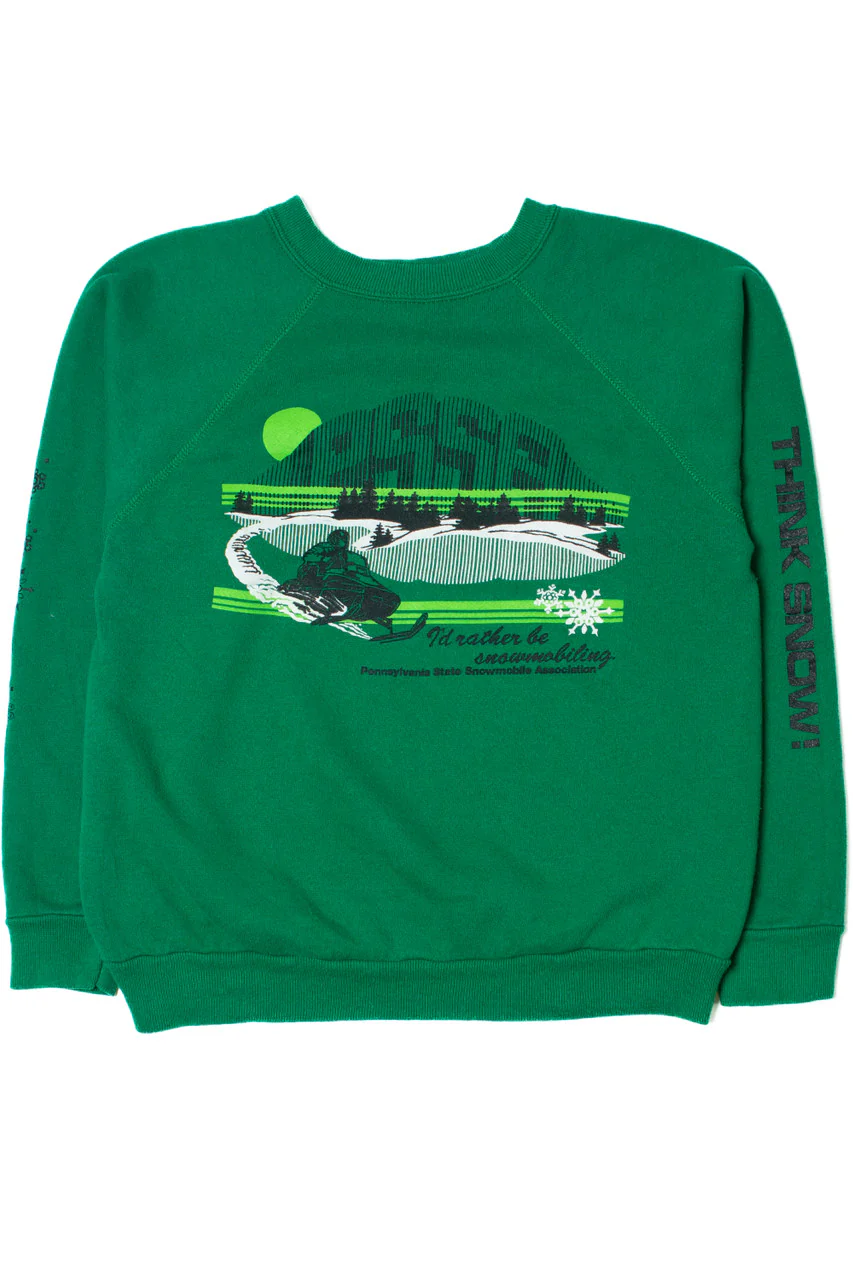 Vintage "I'd Rather Be Snowmobiling" Raglan Sweatshirt - Image 3