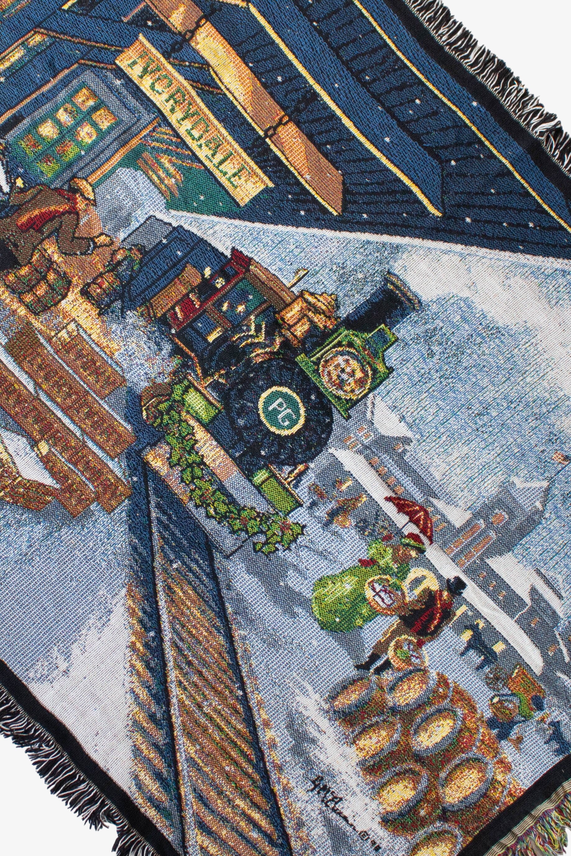 Vintage Ivorydale Train Station Tapestry Blanket (1990s) - Image 2