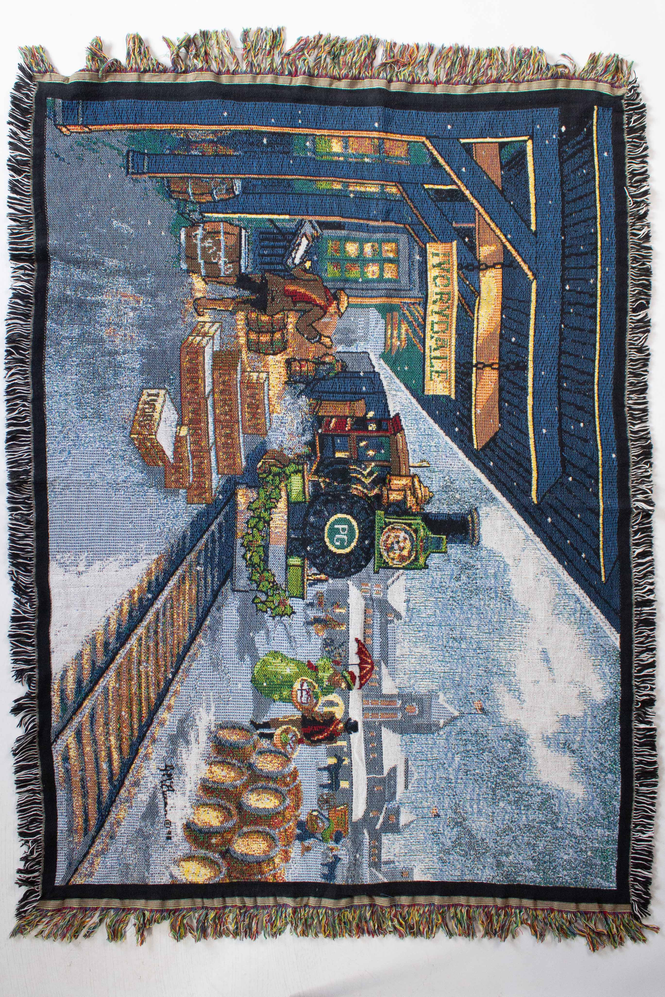Vintage Ivorydale Train Station Tapestry Blanket (1990s) - Image 3