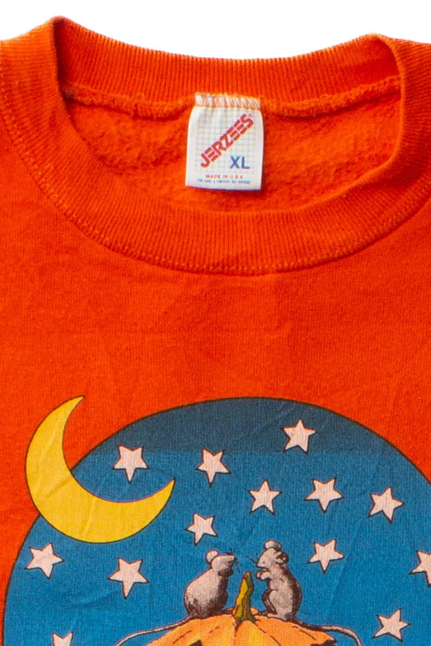 Vintage Jack o'Lantern Mice Halloween Sweatshirt (1990s) - Image 3