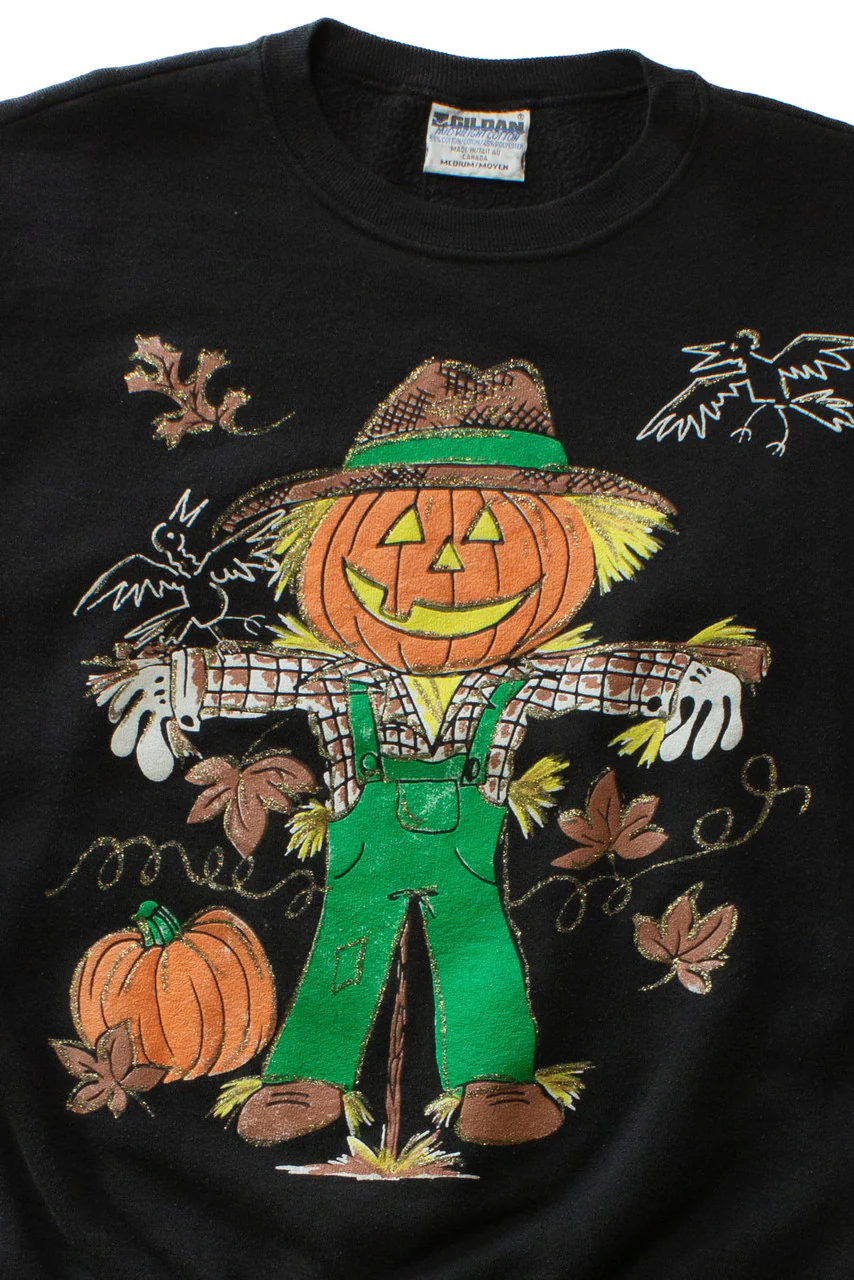 Vintage Jack o'Lantern Scarecrow Halloween Sweatshirt (1990s) - Image 2