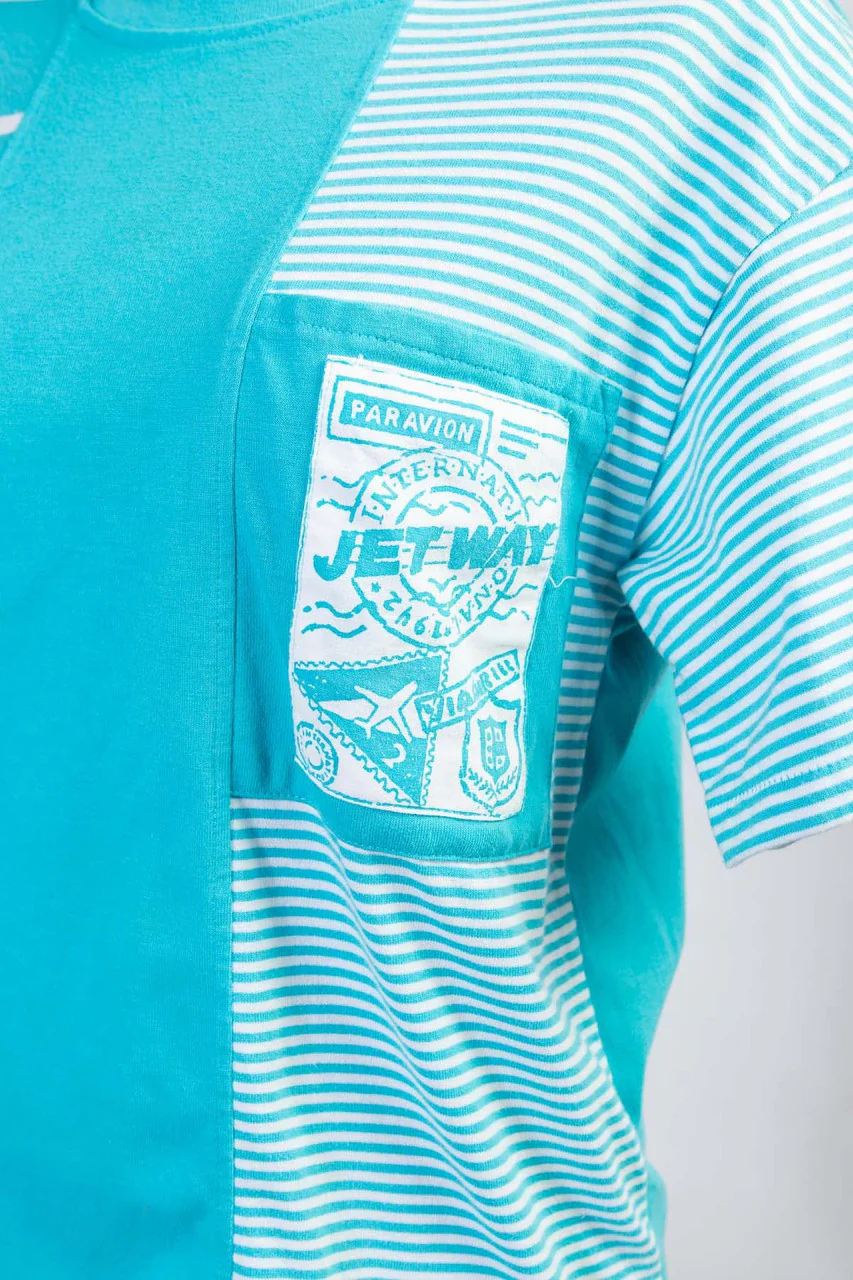 Vintage Jet Way Striped Pocket T-Shirt (sz. Medium) - Image 2