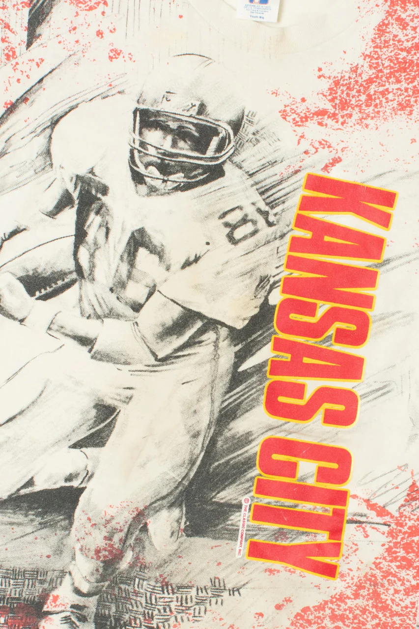 Vintage Kansas City Chiefs NFL Football All Over Print T-Shirt - Image 2