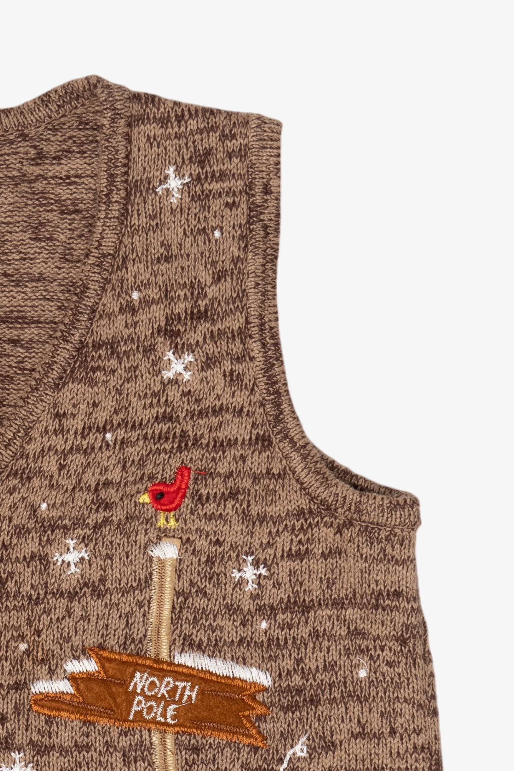 Vintage Kikit Hand Embroidered North Pole Ugly Christmas Vest (1990s) - Image 8