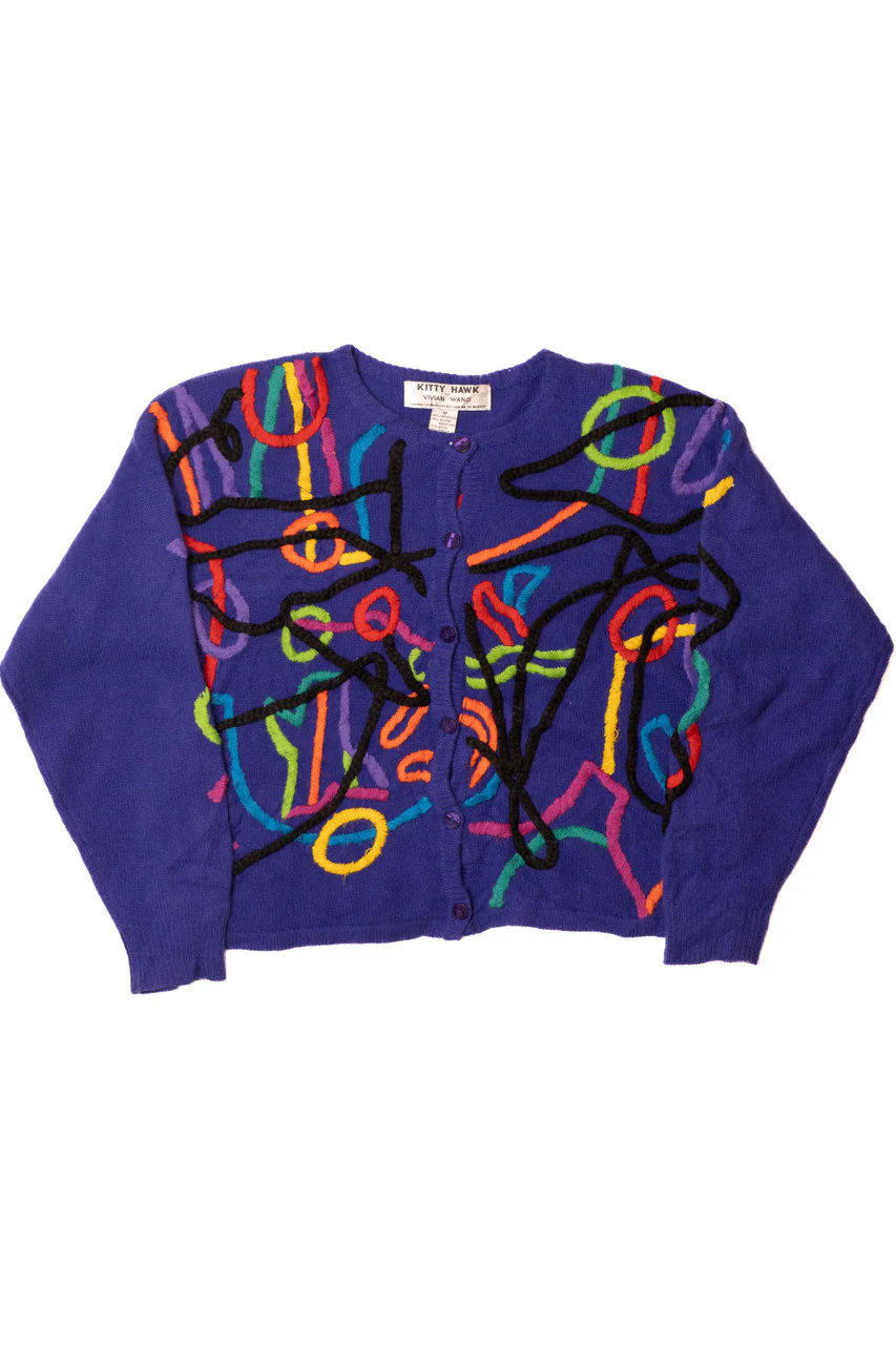 Vintage Kitty Hawk by Vivian Wang Abstract Squiggle 80s Sweater - Image 5
