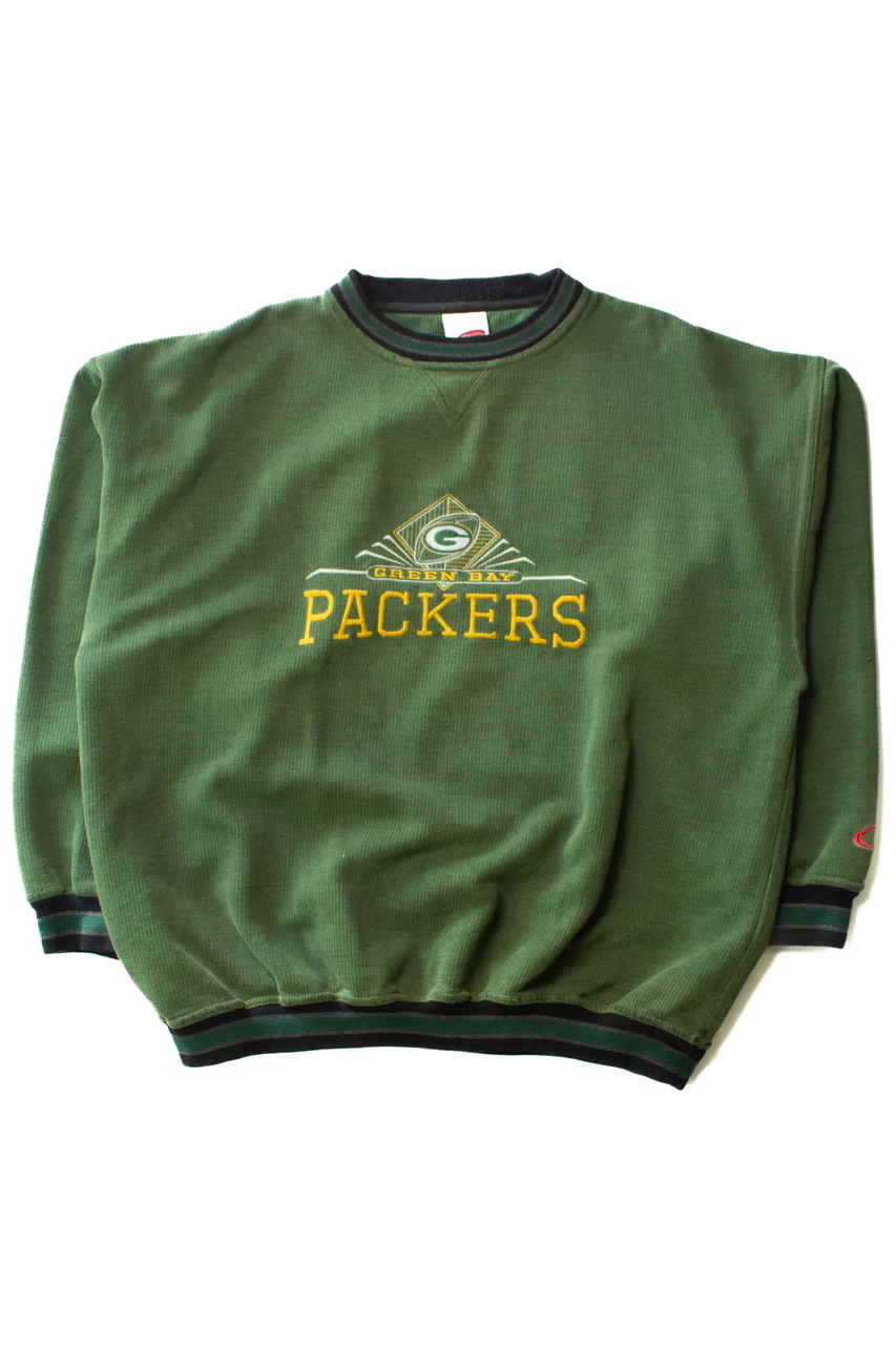Vintage Knit Green Bay Packers Sweatshirt (1990s) - Image 2