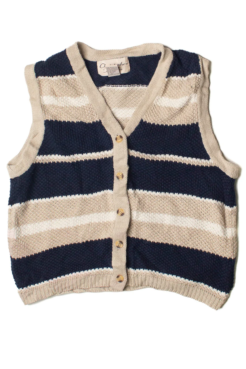 Vintage Knit Striped Christopher & Banks Vest - Image 2