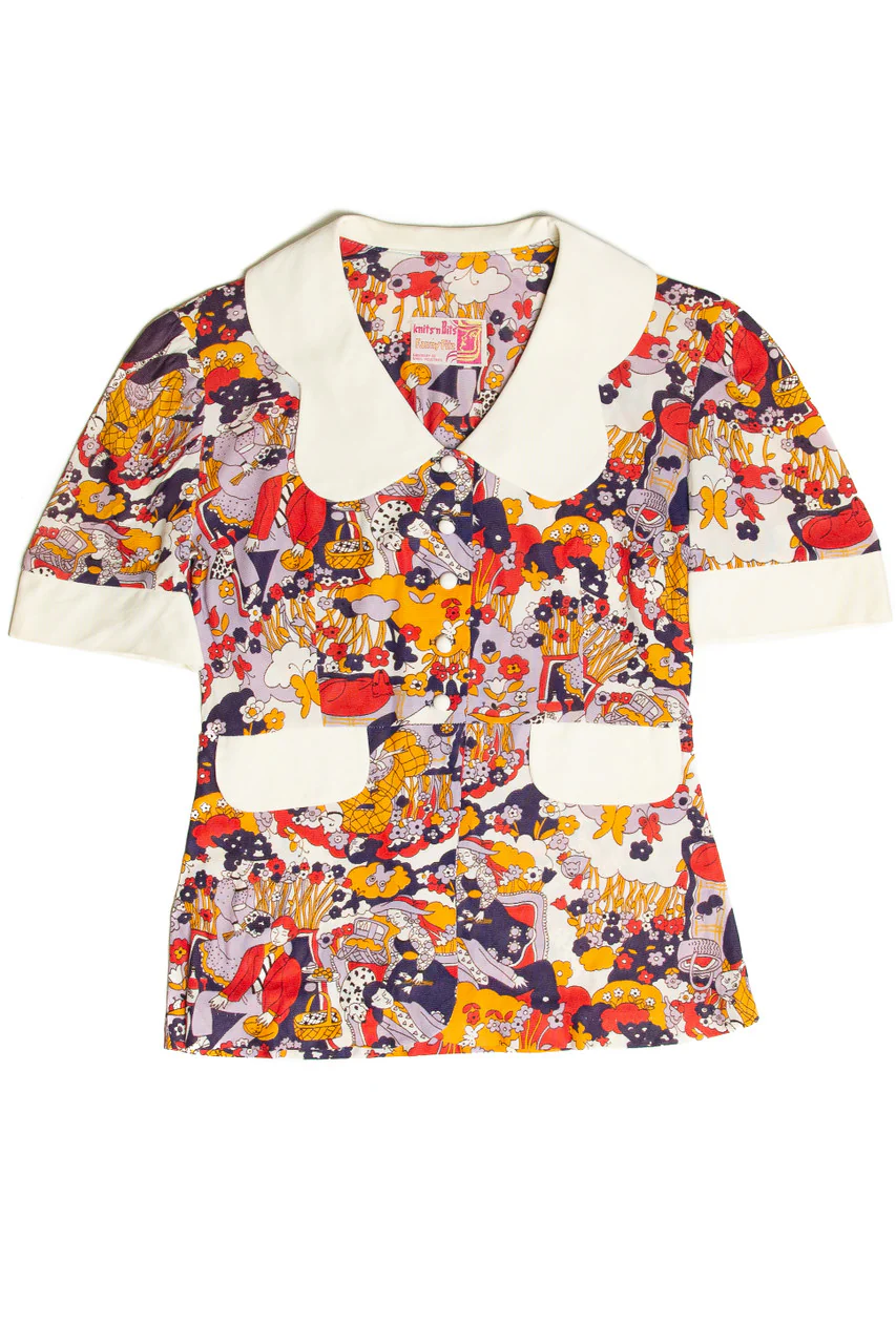 Vintage Knits'N Bits Picnic Button Up Top - Image 2