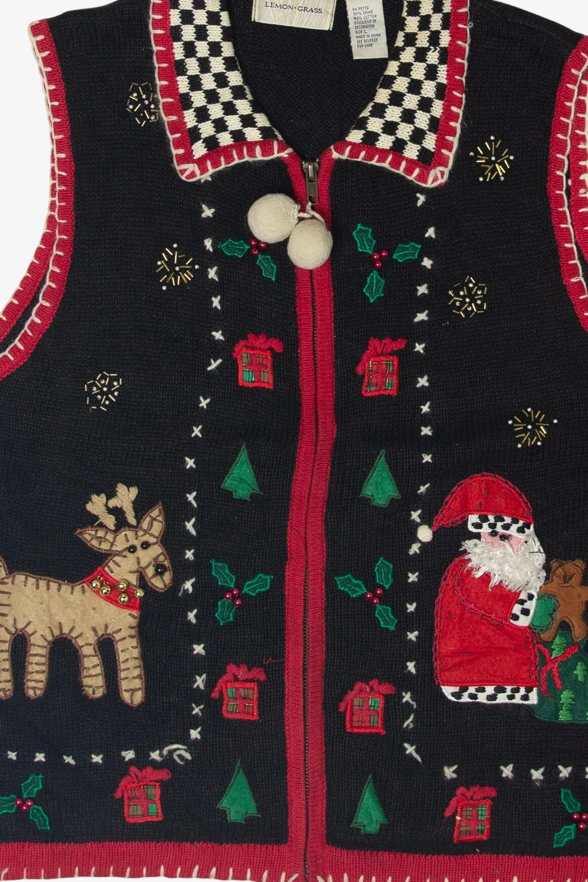 Vintage Lemon Grass Ugly Christmas Vest Ugly (1990s) - Image 2