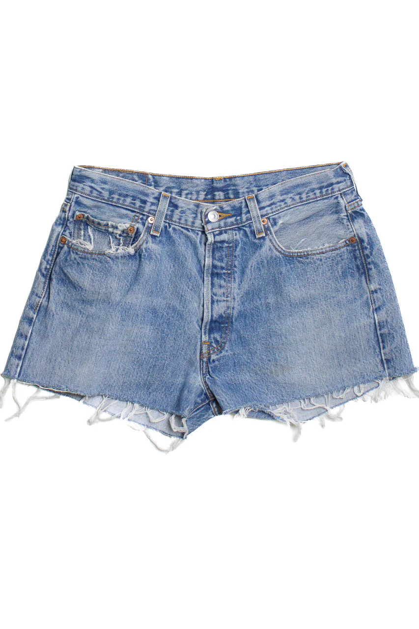 Vintage Levi's 501 Button Fly Cut Off Denim Shorts 1389 - Image 4