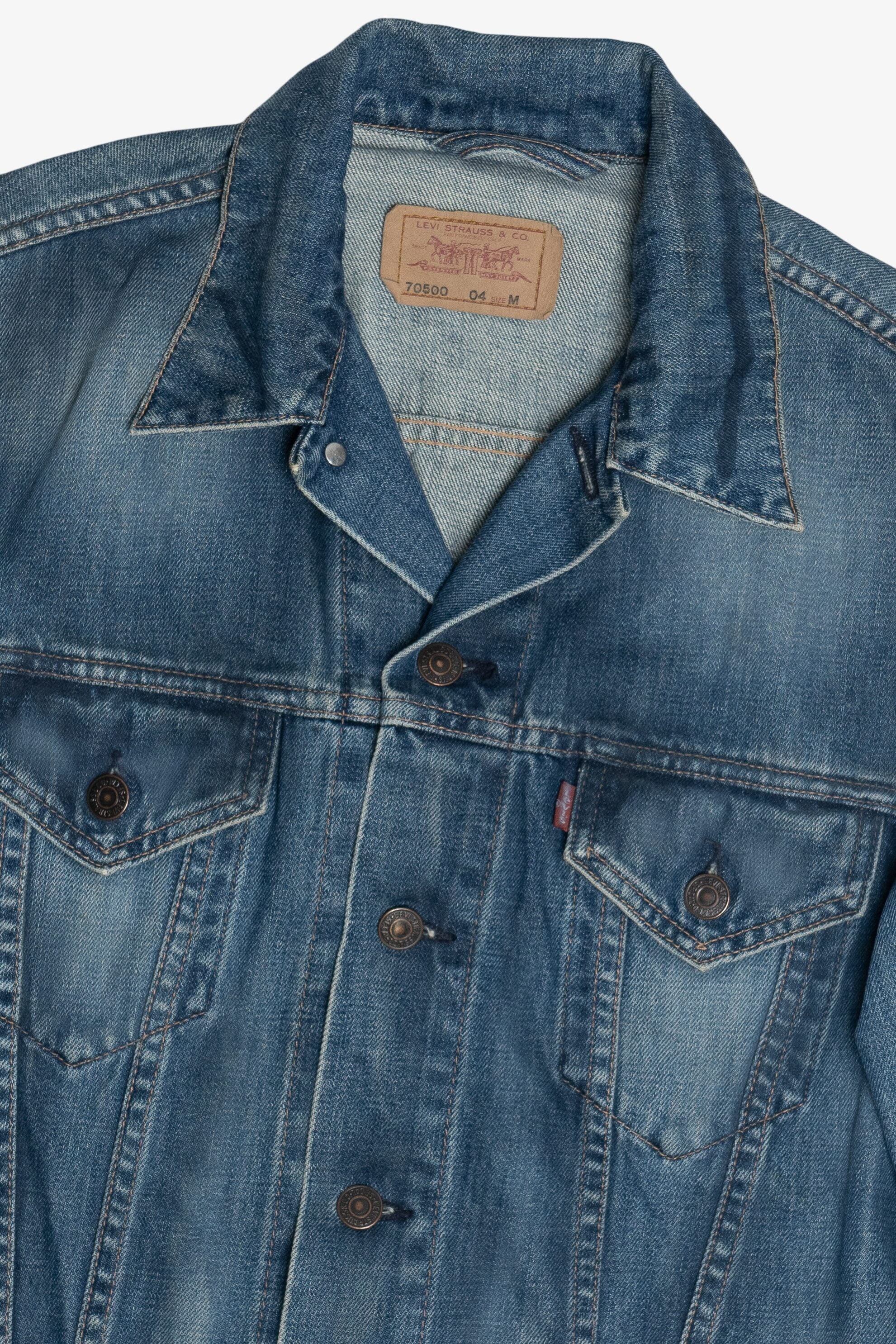 Vintage Levi's 70500 European Cut Distressed Detail Denim Jacket (1990s) - Image 3