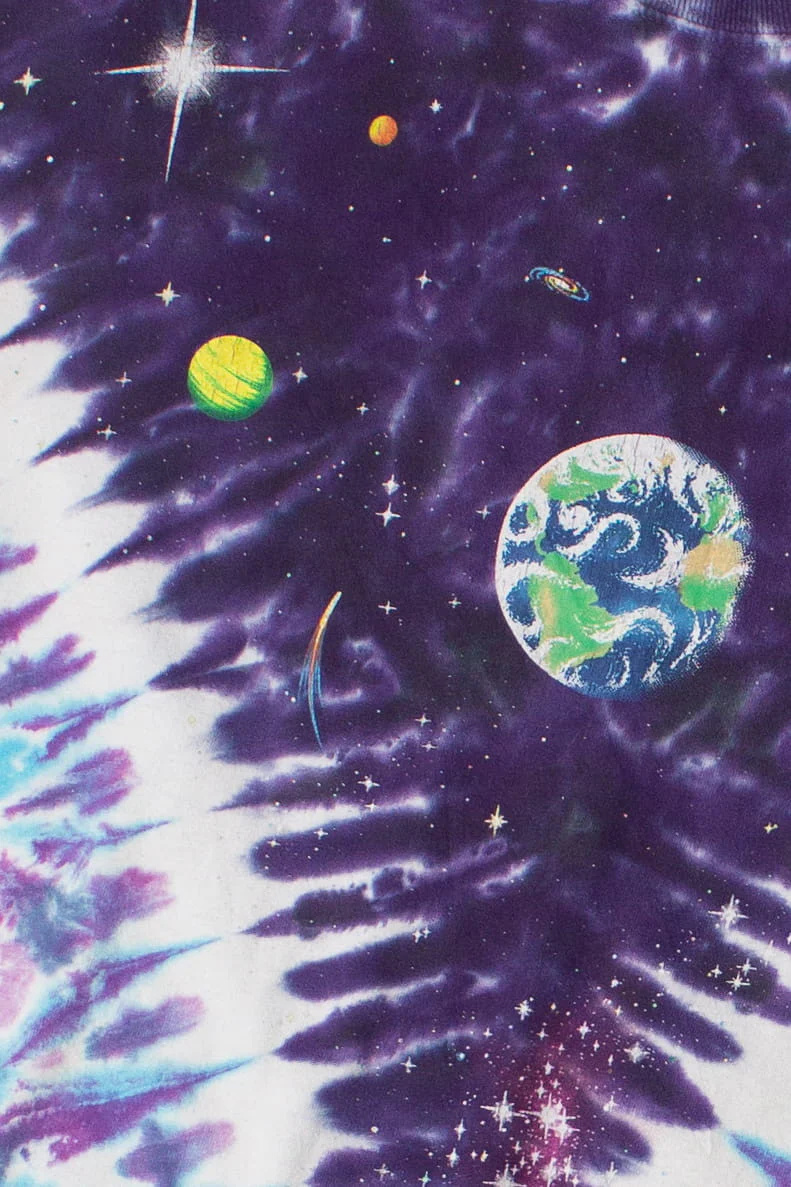 Vintage Liquid Blue Tie Dye Solar System T-Shirt (1992)