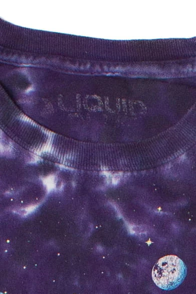 Vintage Liquid Blue Tie Dye Solar System T-Shirt (1992) - Image 2