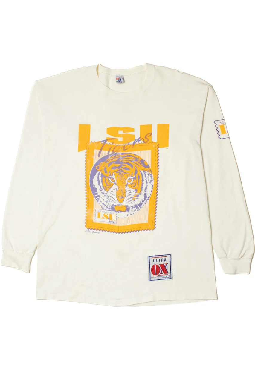Vintage Louisiana State University "LSU Tigers" Heavyweight Long Sleeve T-Shirt - Image 4