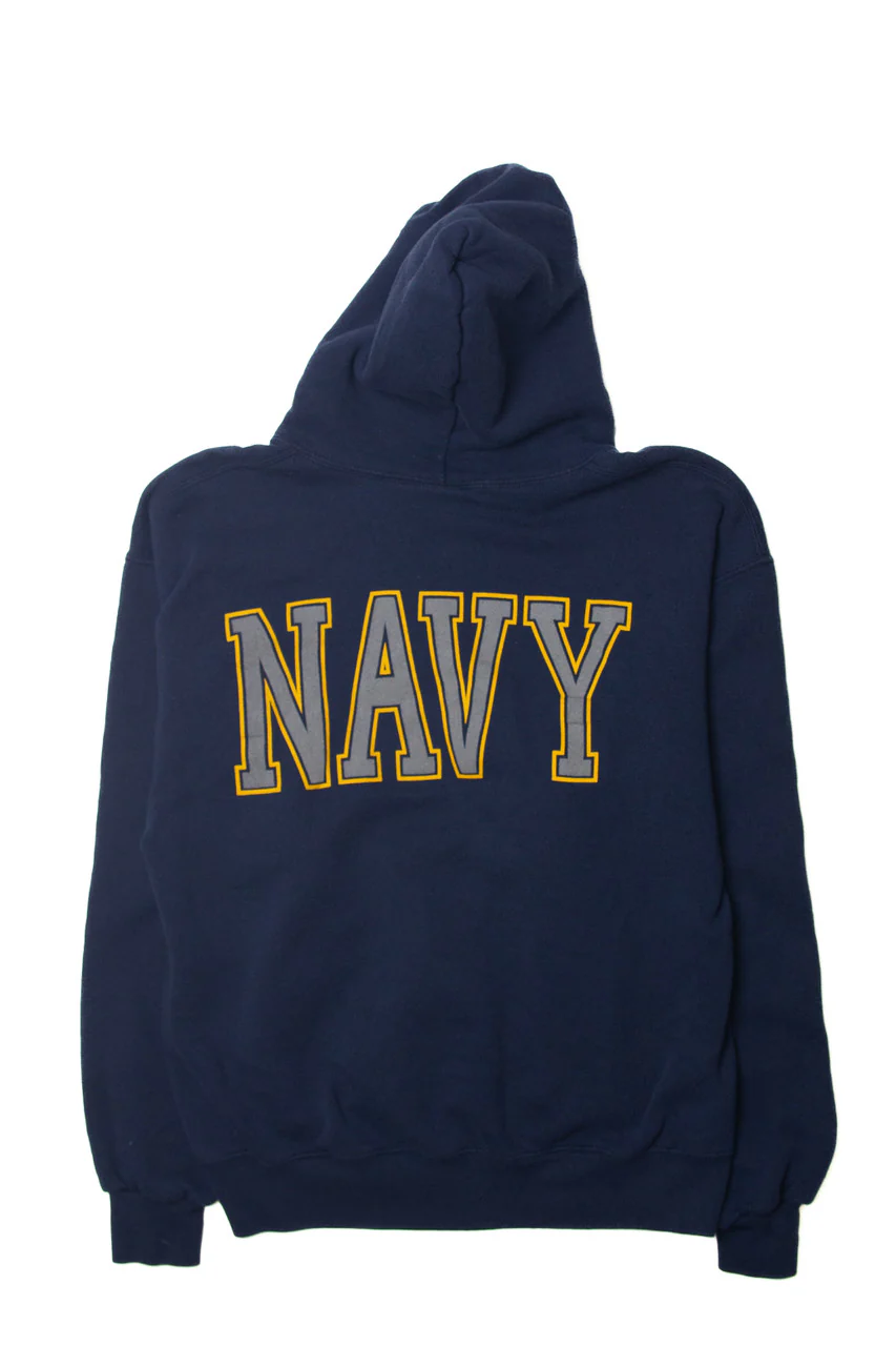 Vintage M.J. Soffe "United States Navy" Hooded Sweatshirt - Image 2