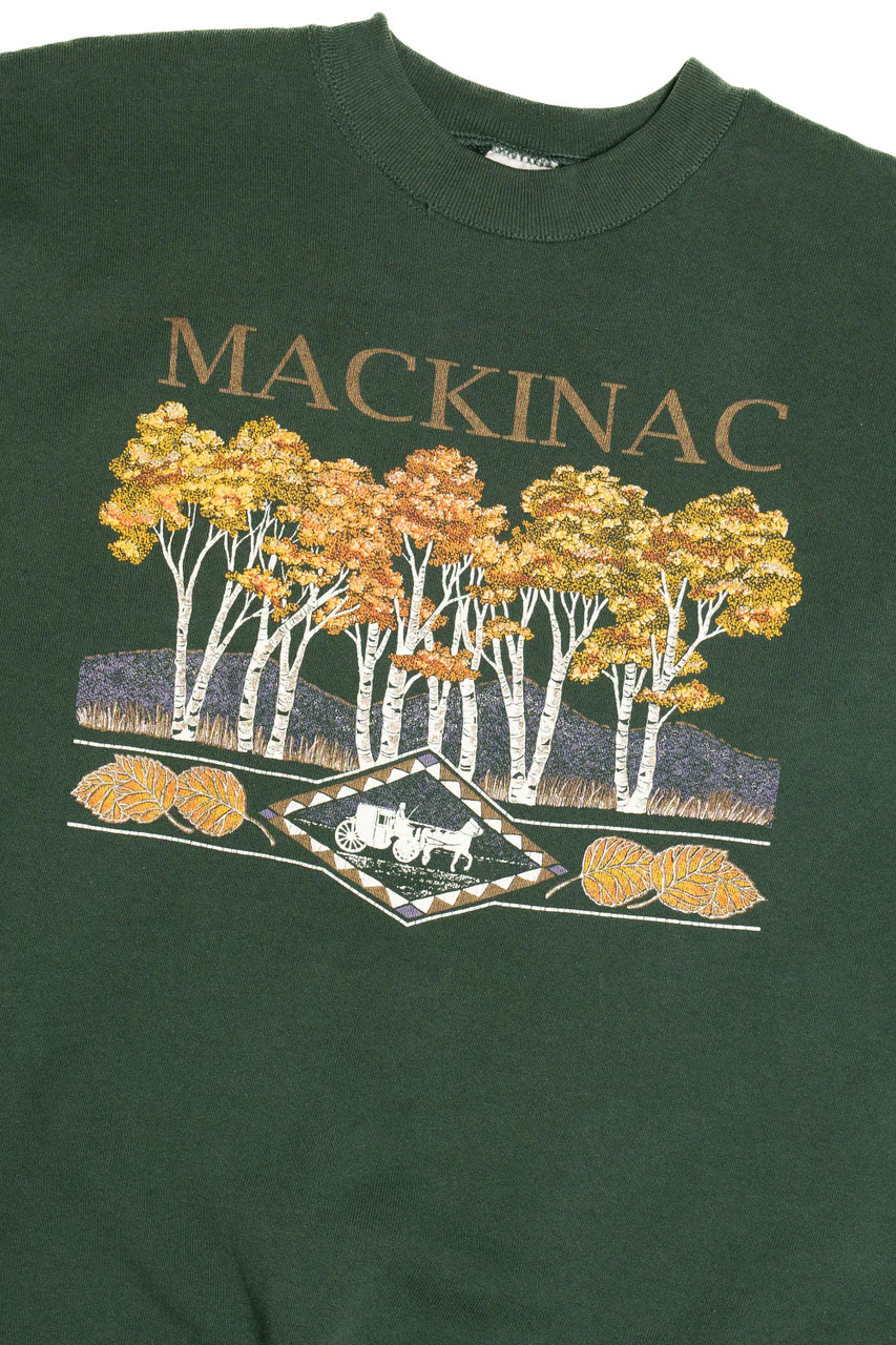 Vintage "Mackinac" Fall Birch Trees Sweatshirt (1990s) - Image 2