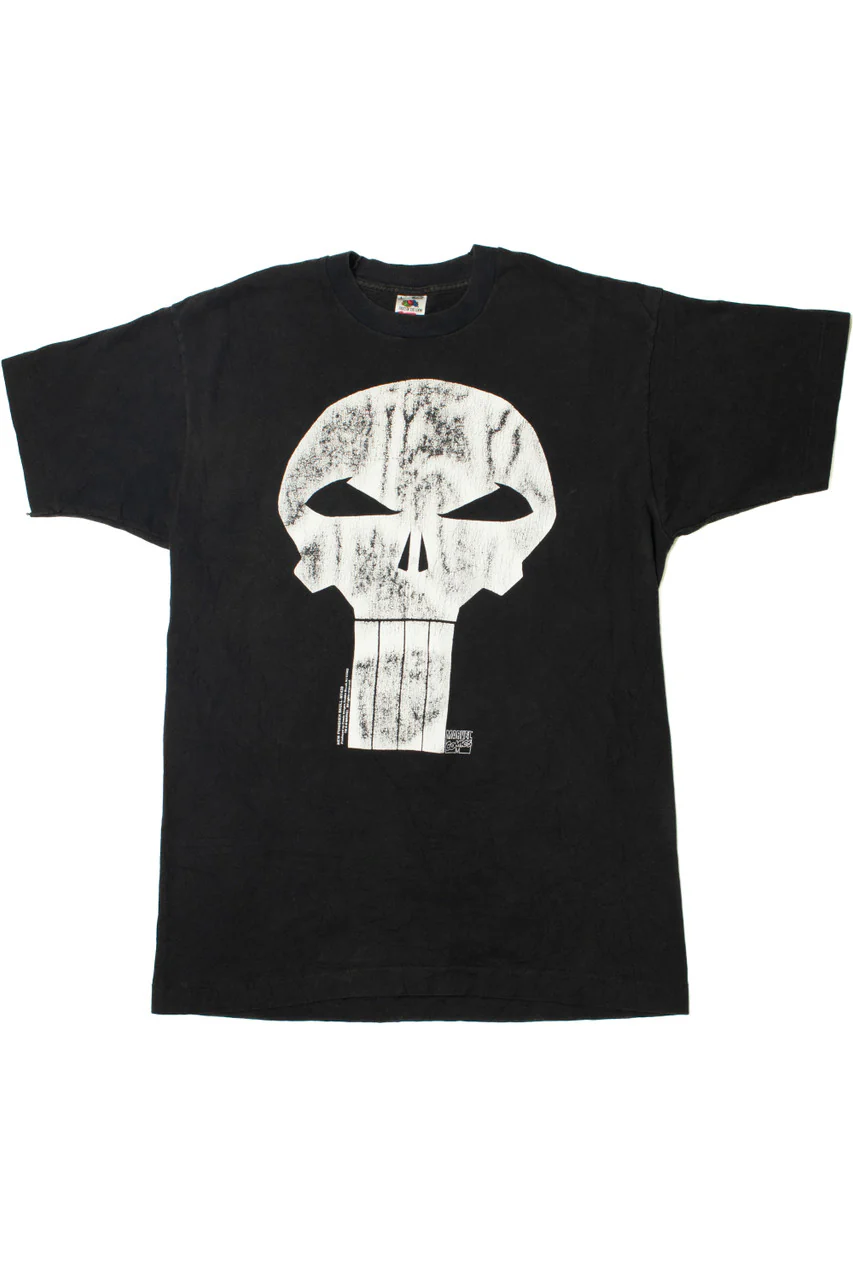 Vintage Marvel Punisher Logo Single Stitch T-Shirt (1990s) - Image 2