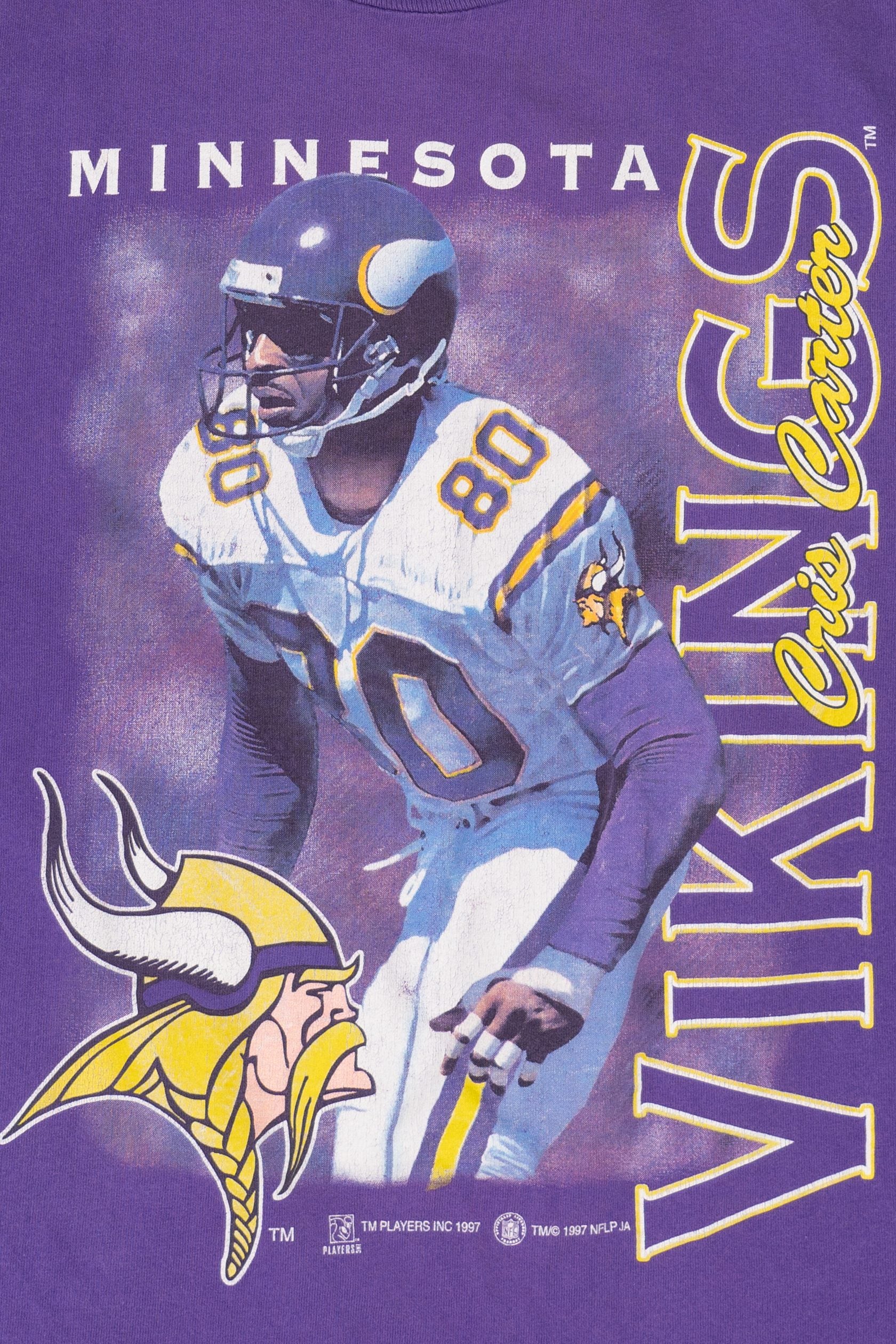 Vintage Minnesota Vikings Cris Carter T-Shirt (1990s) - Image 2