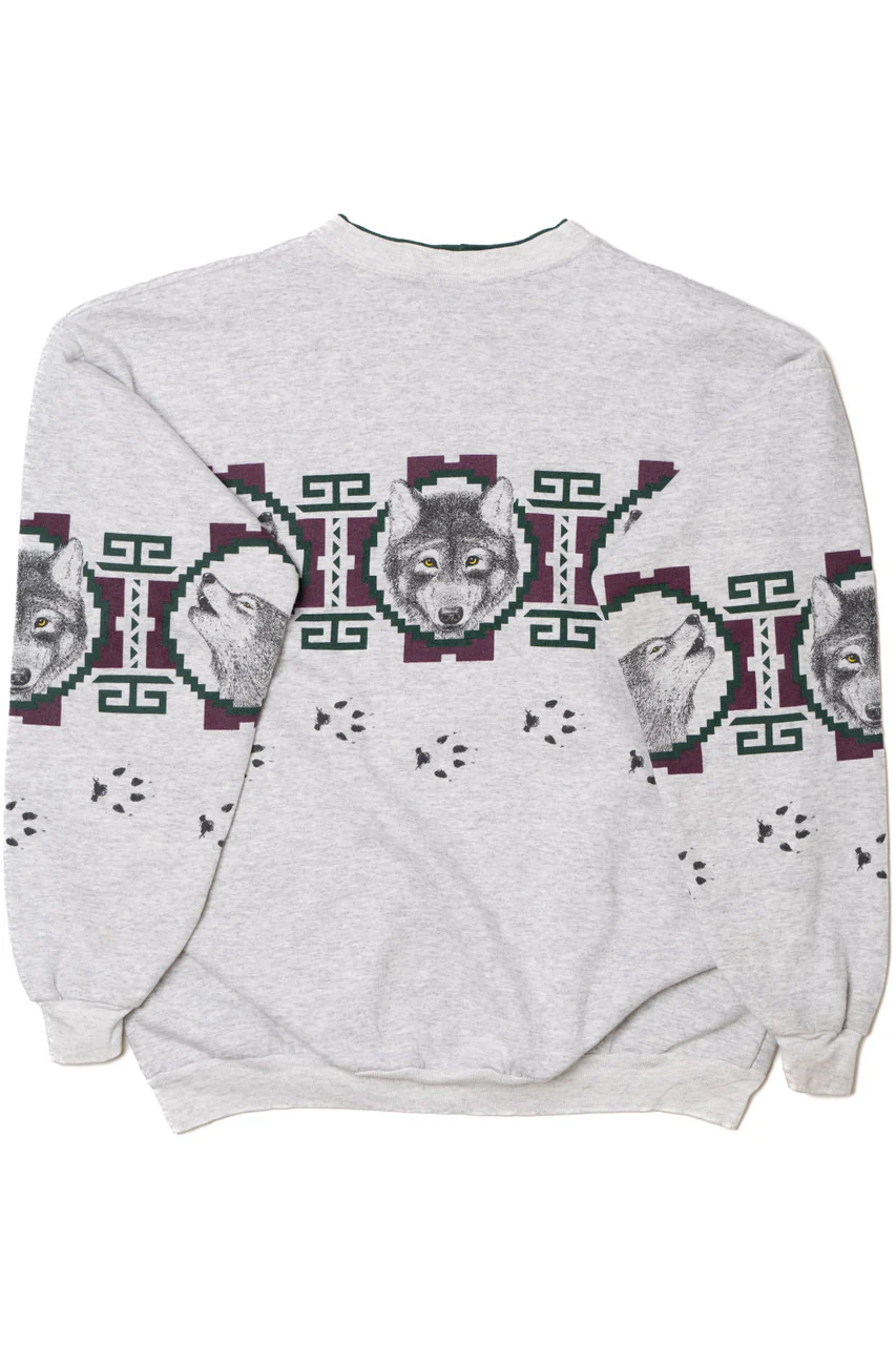 Vintage "Minnesota" Wolves Wraparound Print Art Unlimited Sweatshirt