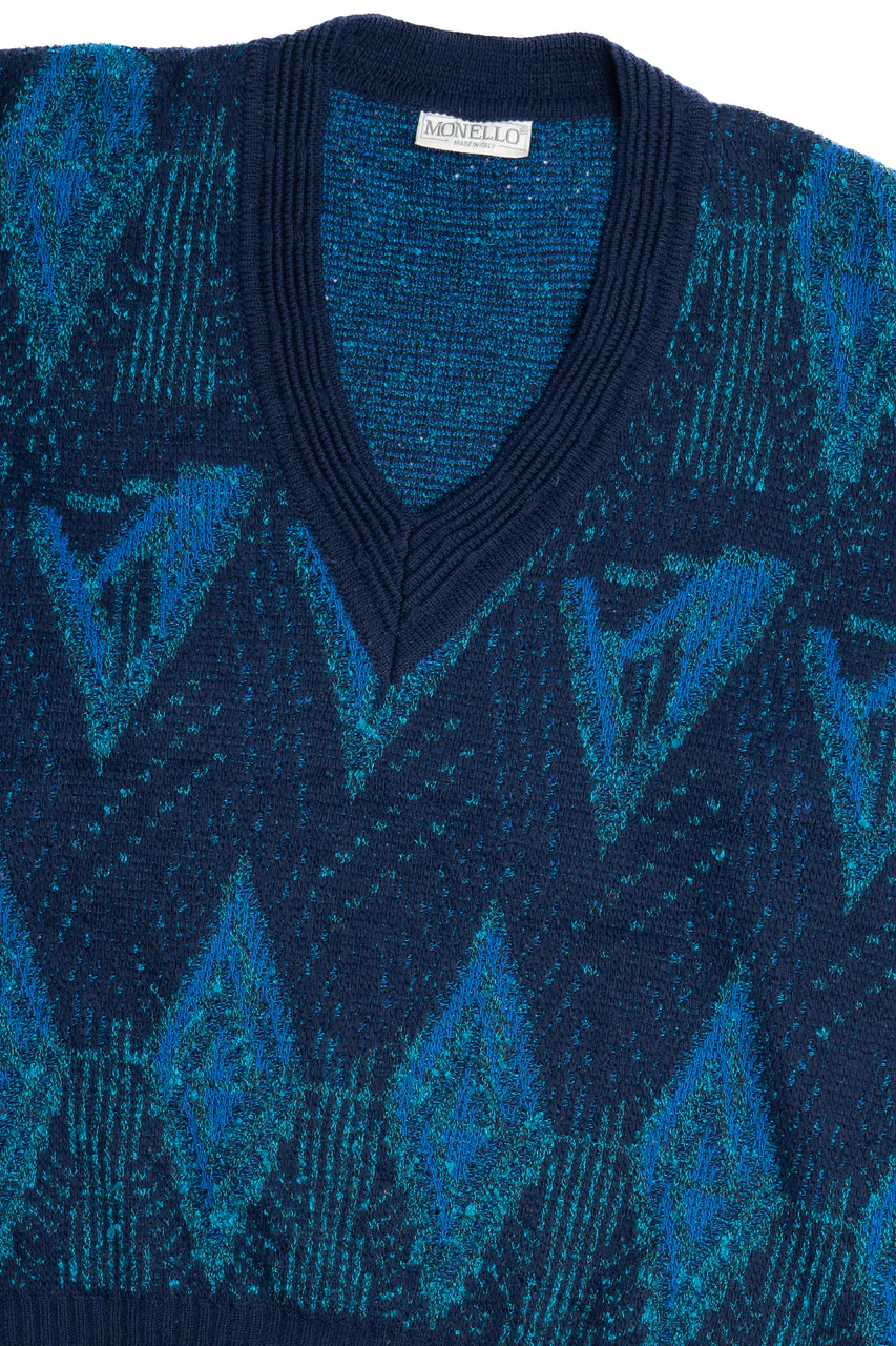 Vintage Monello V-Neck 80s Sweater - Image 2
