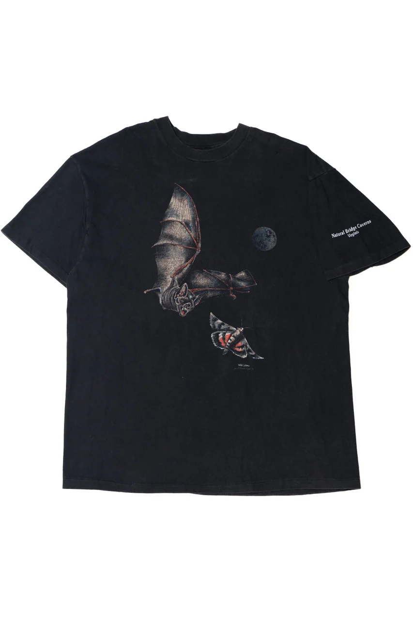 Vintage "Natural Bridge Caverns Virginia" Fruit Bat & Moth T-Shirt - Image 3