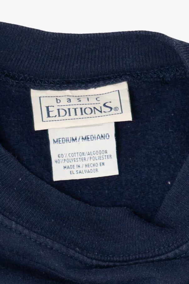 Vintage Navy Blue Basic Editions Ugly Christmas Sweatshirt (1990s) - Image 3