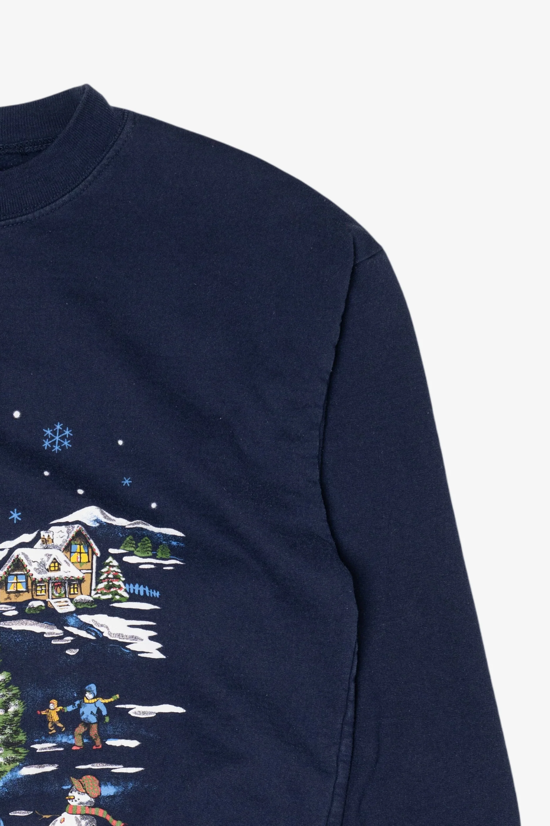 Vintage Navy Blue Basic Editions Ugly Christmas Sweatshirt (1990s) - Image 7