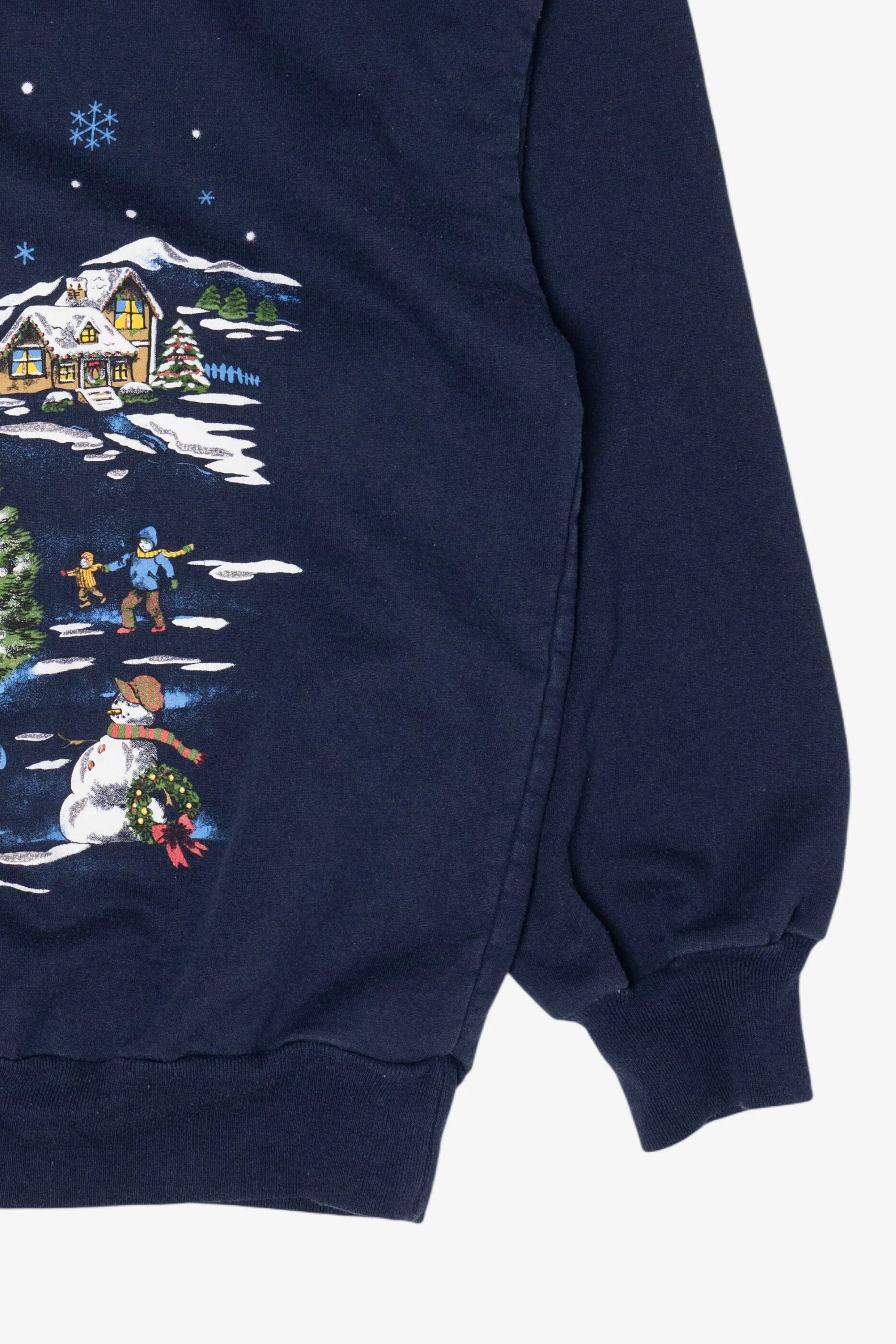 Vintage Navy Blue Basic Editions Ugly Christmas Sweatshirt (1990s) - Image 9
